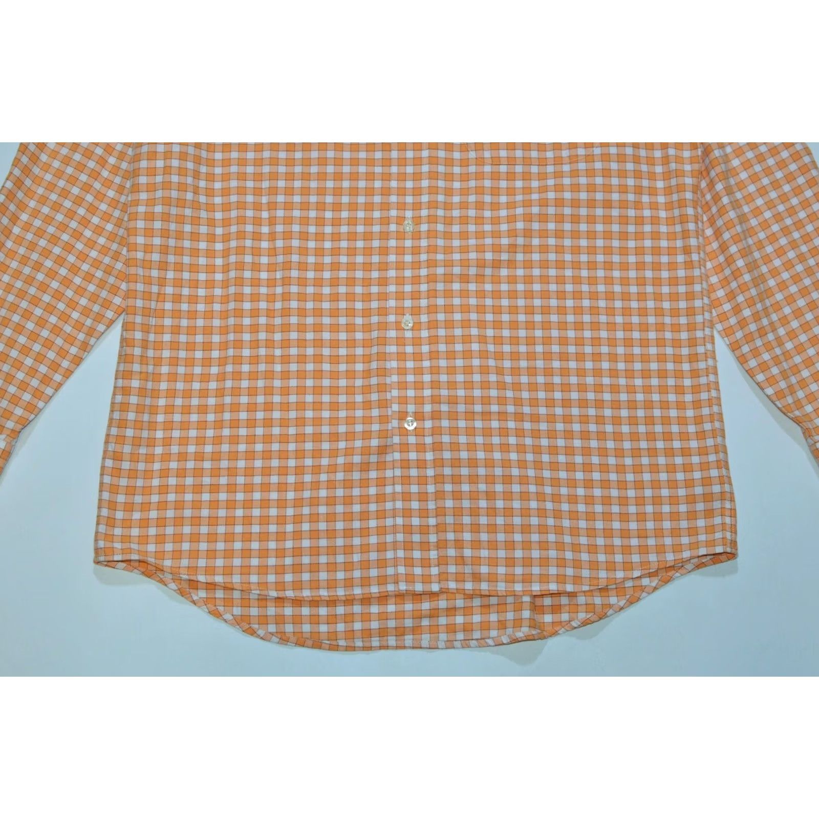 Lacoste Lacoste Men's Checkered Cotton Shirt 40 Button-Up Orange White, Long Sleeve, Regular Size, Vintage No, Made in Tunisia, 100% Cotton, Mens Size US L / EU 52-54 / 3 - 3 Thumbnail