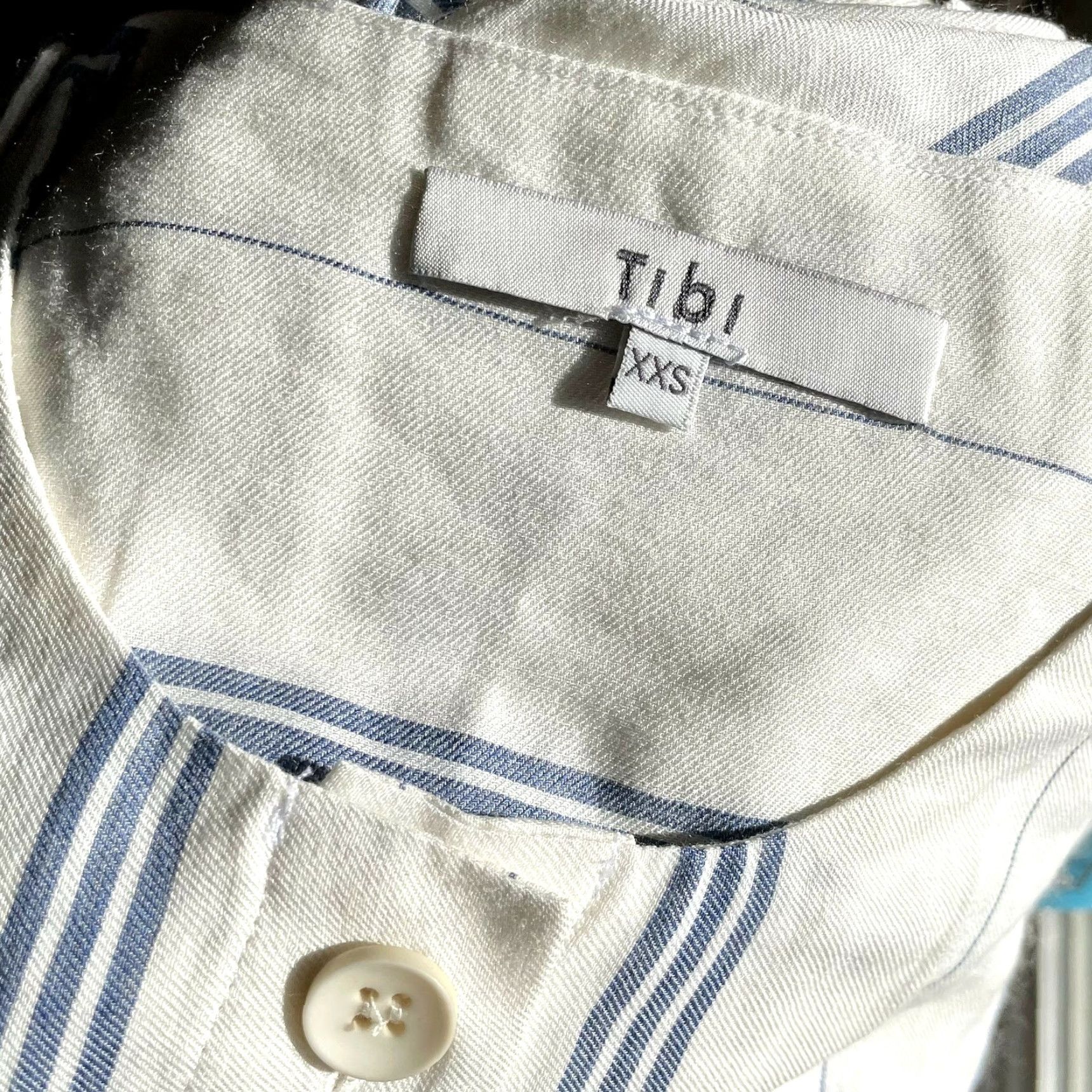 Tibi VINTAGE Tibi Warren Striped Dolman Military Shirt Button Front XXS Relaxed Fit Women White/Blue Size XXS / US 00 / IT 34 - 8 Thumbnail