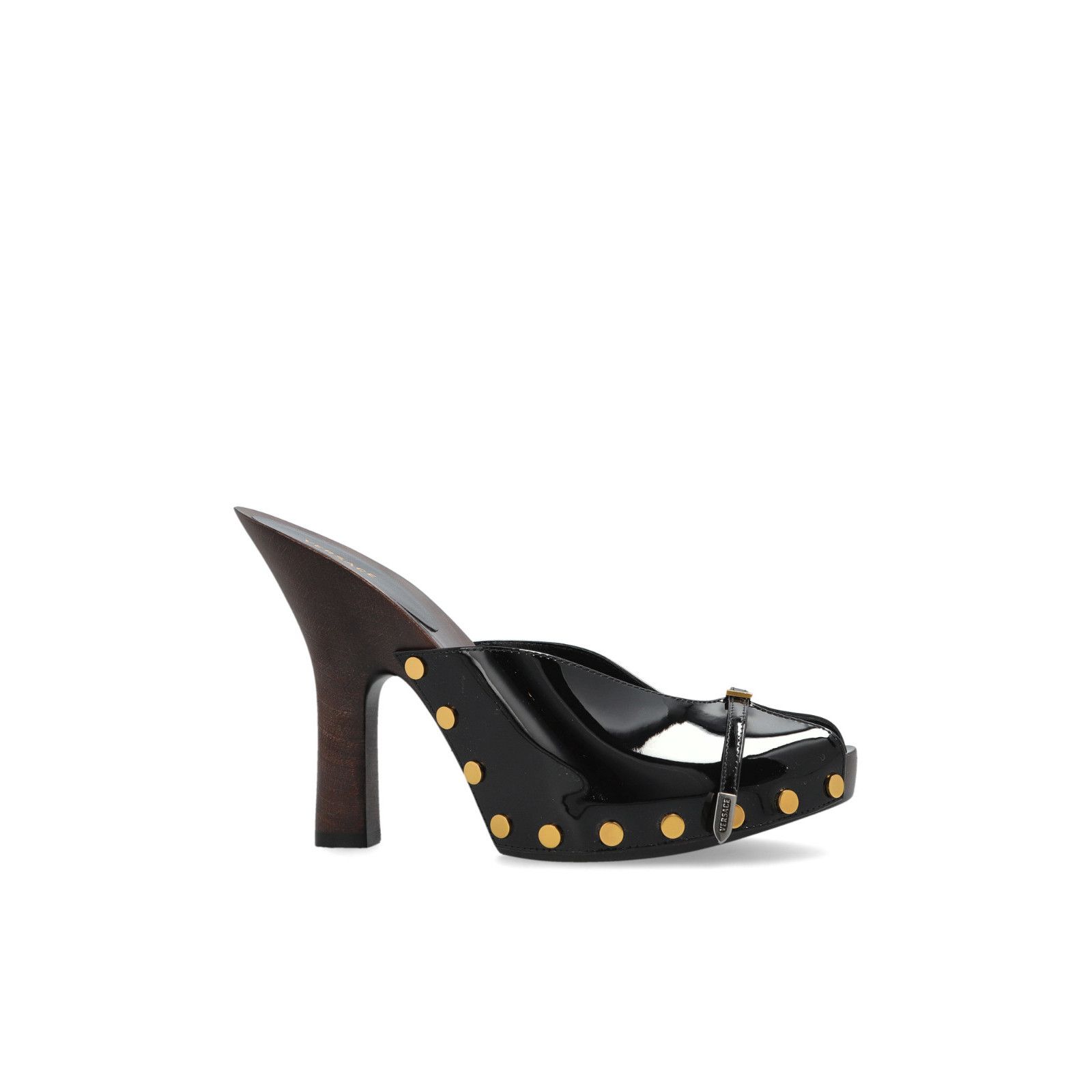 Versace VERSACE Black Studded Patent Leather Mules New & Authentic ( Size US 8 / IT 38 - 1 Thumbnail
