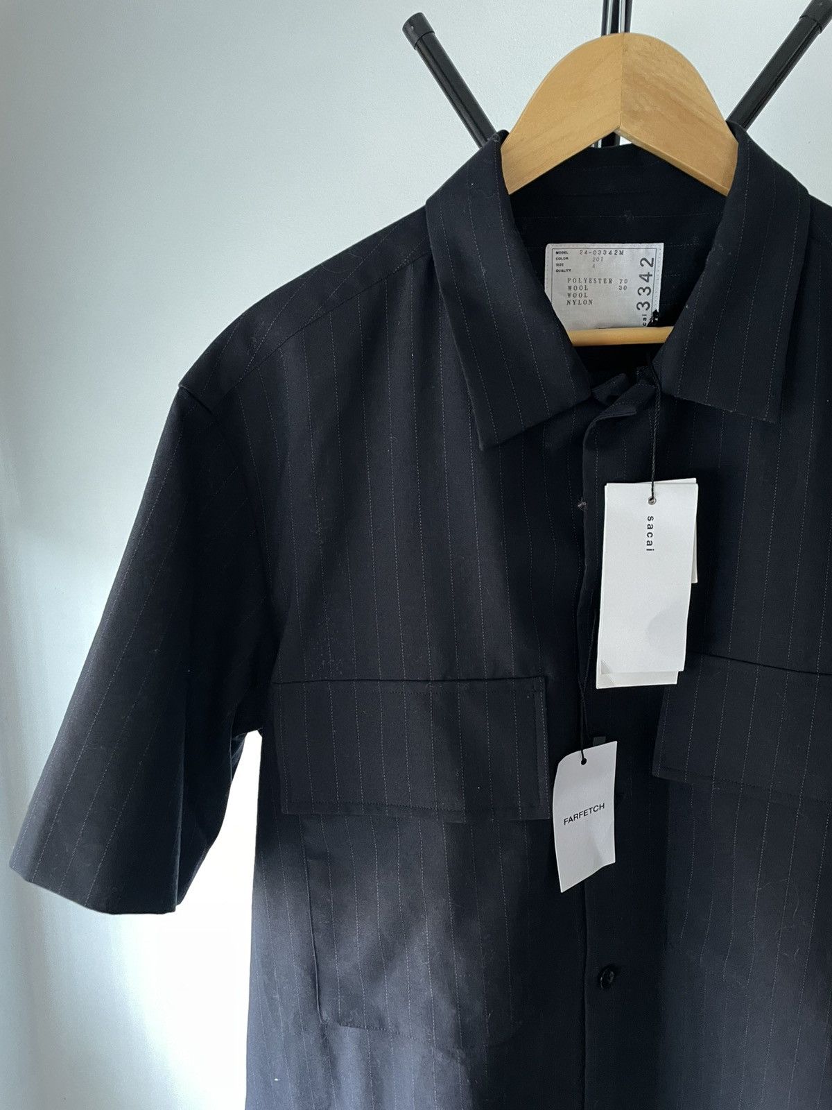 Sacai SACAI CHALK STRIPE SHIRT Size US L / EU 52-54 / 3 - 7 Thumbnail