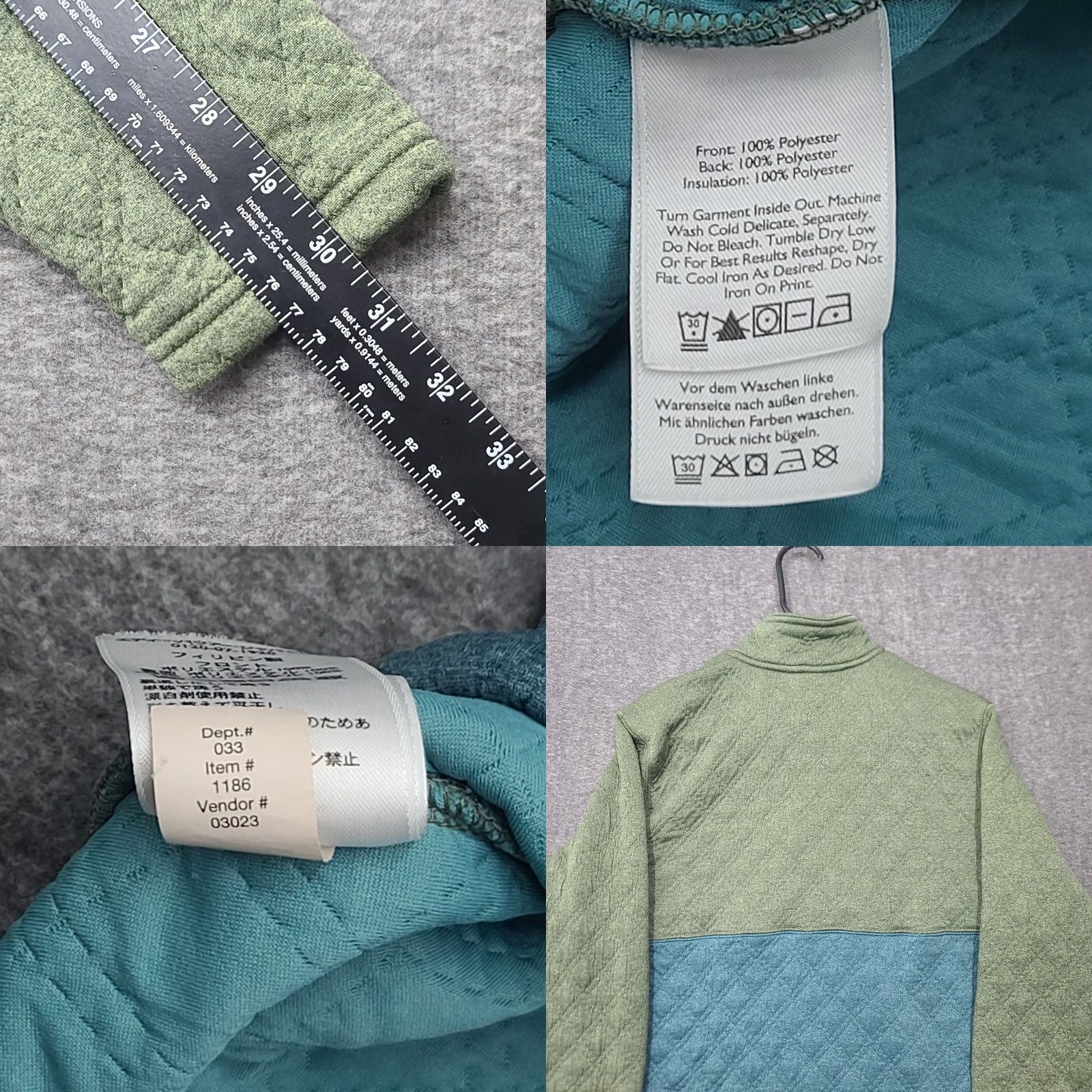 Eddie Bauer Eddie Bauer Men's L Pullover Quilted Fleece 1/4 Zip Geometric Green Teal Shirt Sweater Winter Hiking Threads Mens Size US L / EU 52-54 / 3 - 8 Thumbnail
