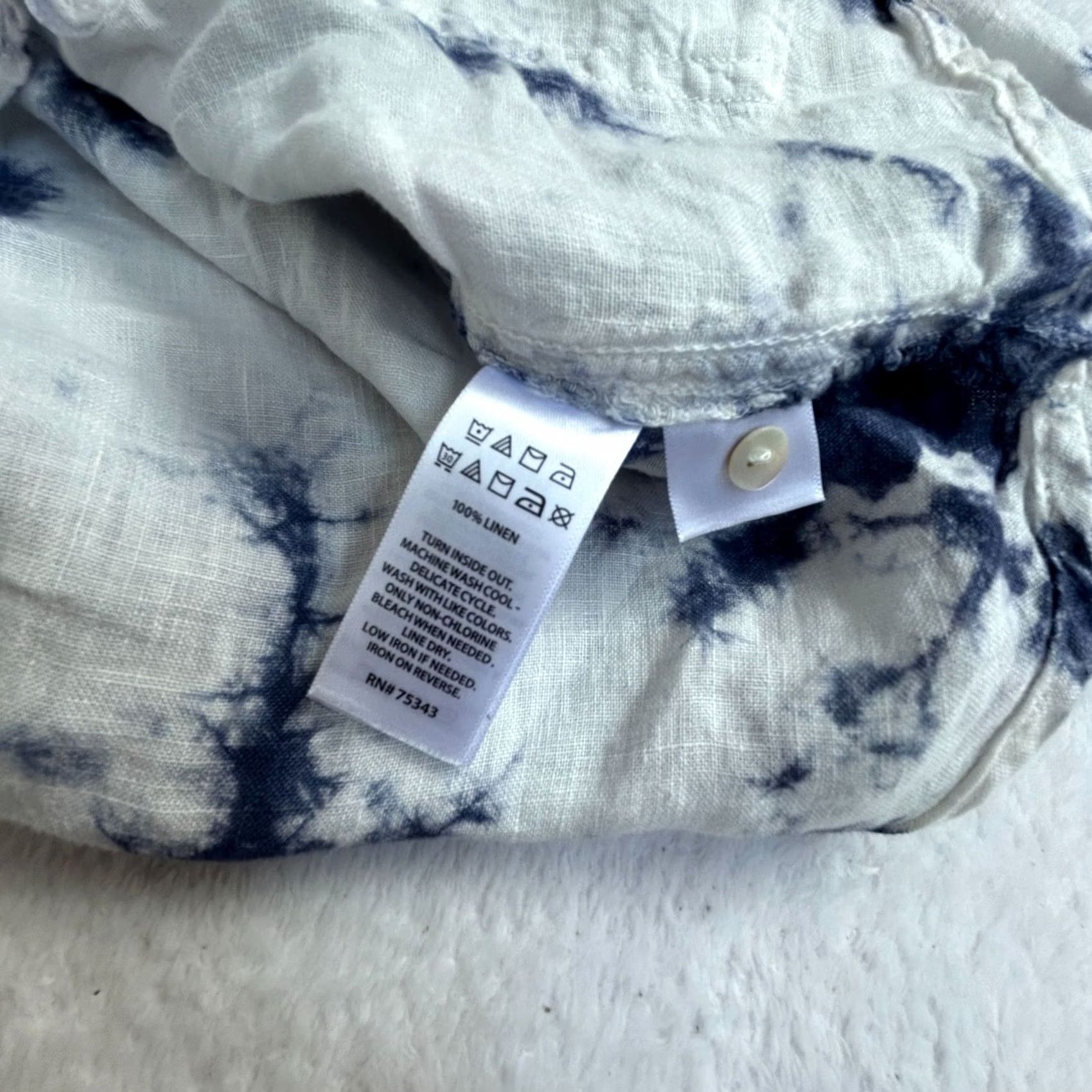 Rachel Zoe Rachel Zoe Womens Blue & White Tie-Dye Linen Hooded Button-Up Shirt Small New Size S / US 4 / IT 40 - 7 Thumbnail