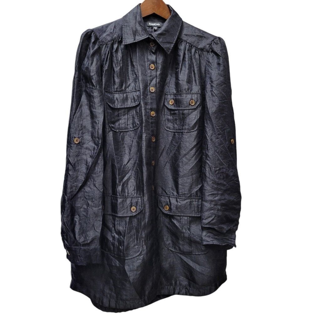 Bebe Bebe Roll Tab Shirt Dress Size Large Women's. Excellent Size L / US 10 / IT 46 - 4 Thumbnail