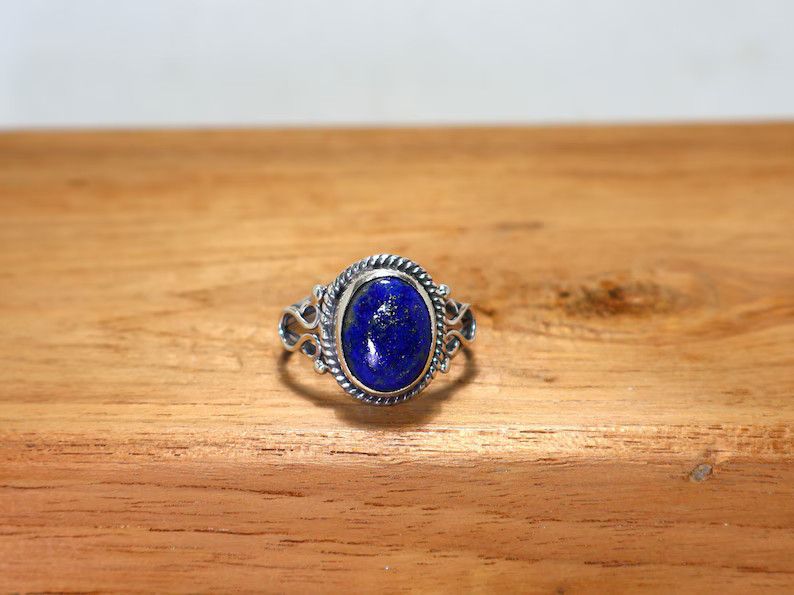 Handmade Lapis lazuli Ring, Sterling Silver Handmade Designer Jewelry Size ONE SIZE - 1 Thumbnail