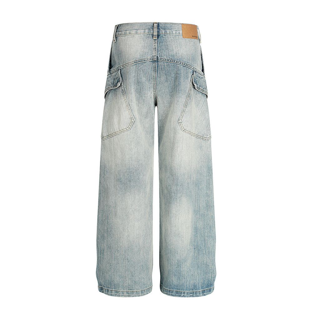 Jean Men's loose wide-leg distressed washed jeans Size US 32 / EU 48 - 2 Thumbnail