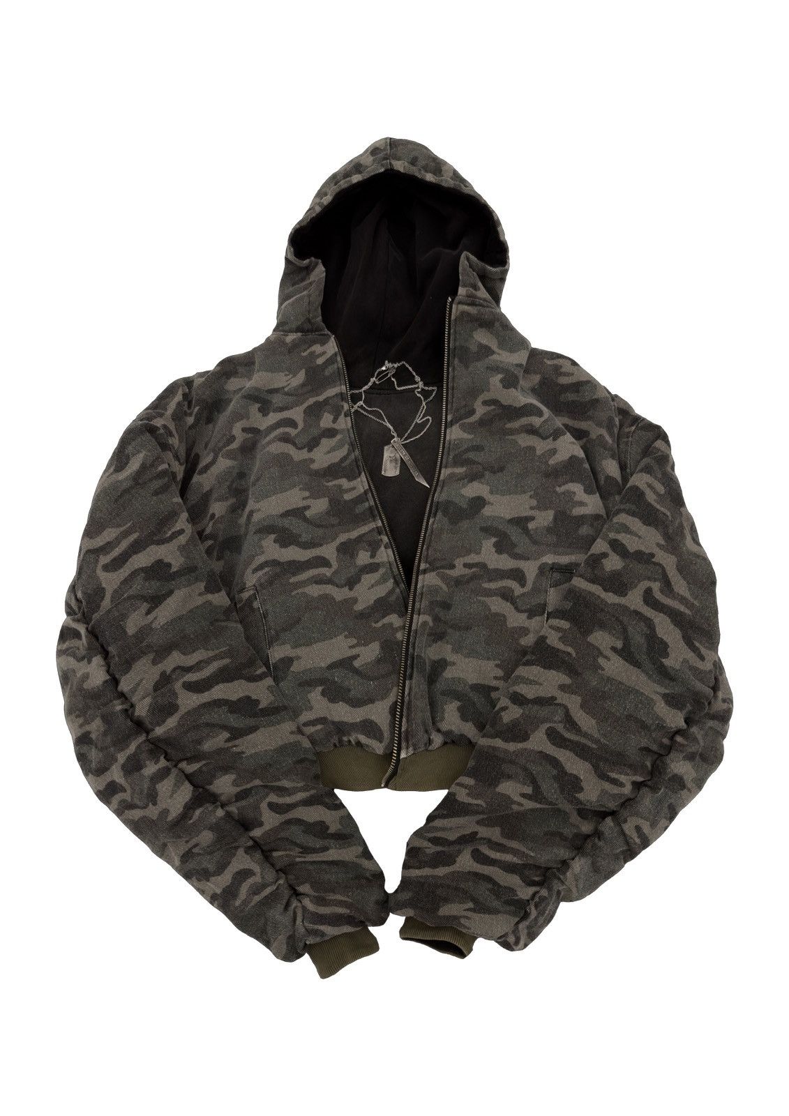 Vintage Reversible black and camo hooded bomber jacket Size US S / EU 44-46 / 1 - 2 Thumbnail