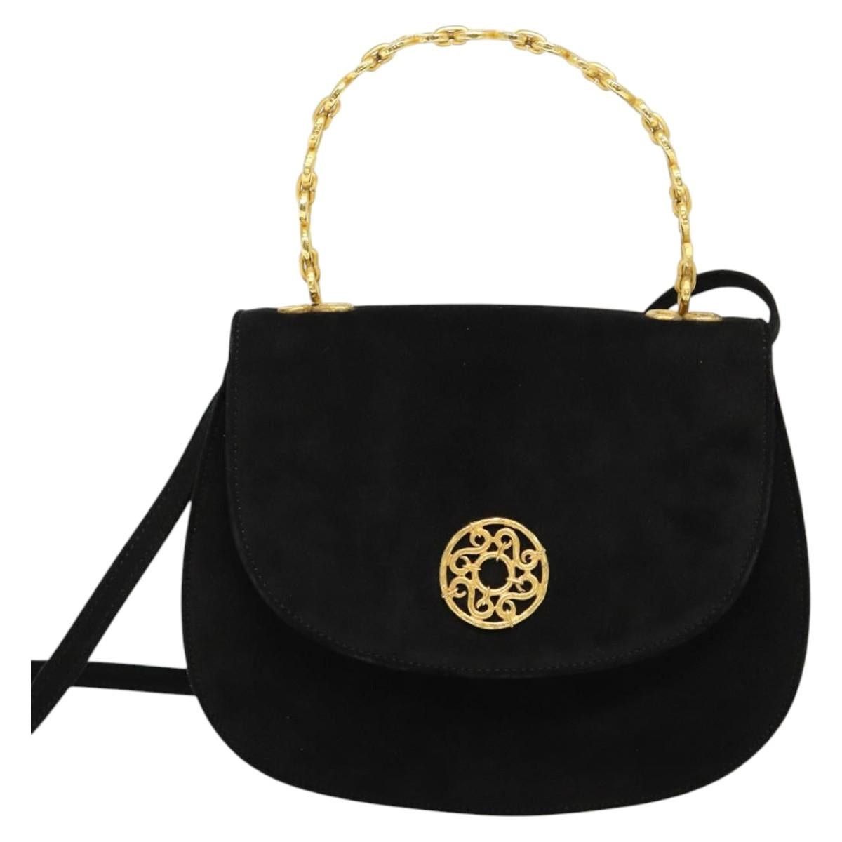 Celine CELINE Hand Bag Suede Black Gold Size ONE SIZE - 2 Thumbnail