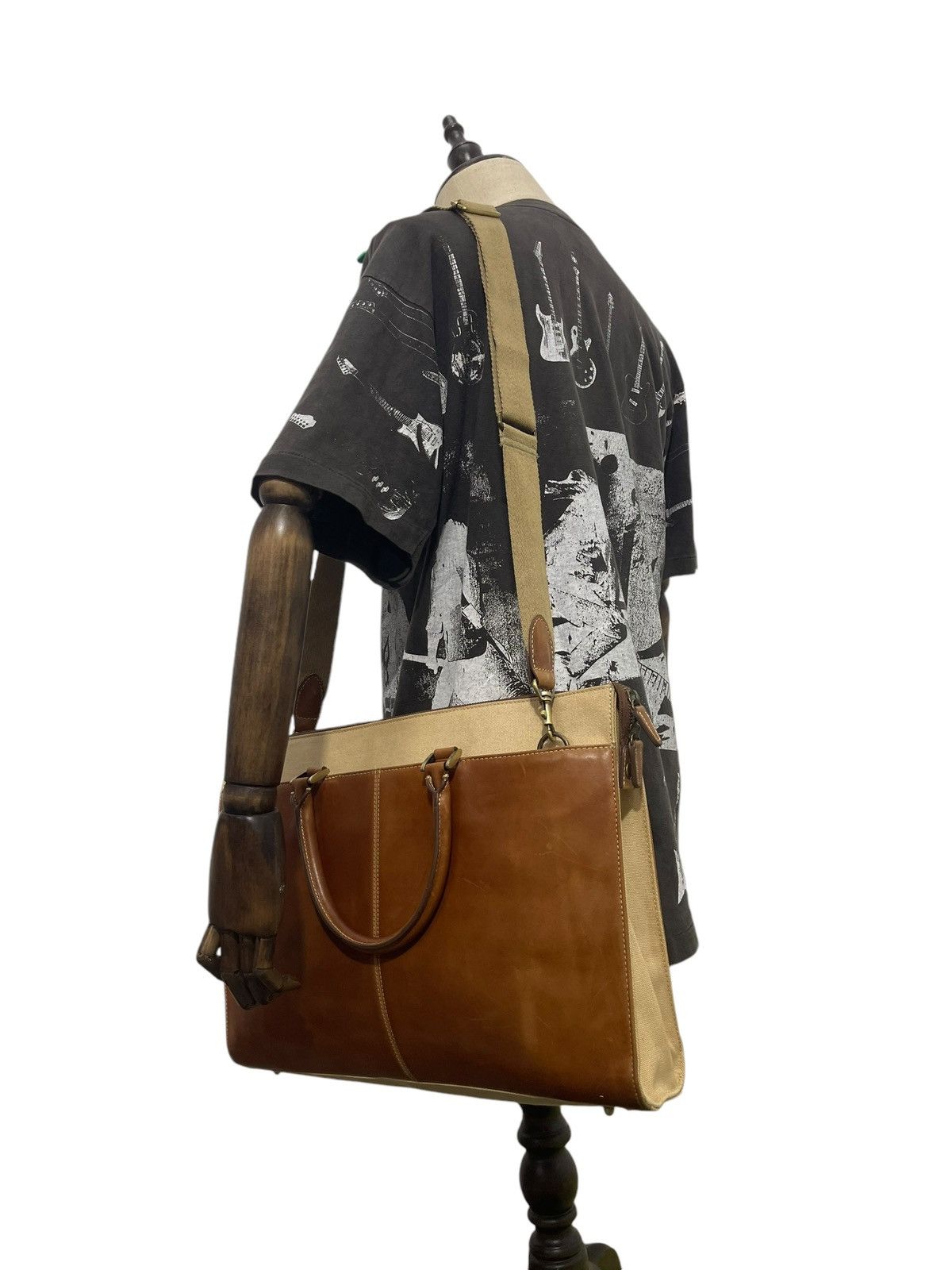 Leather Leather Cotton Canvas Apiana Office Bag 9🟩 Size ONE SIZE - 2 Thumbnail