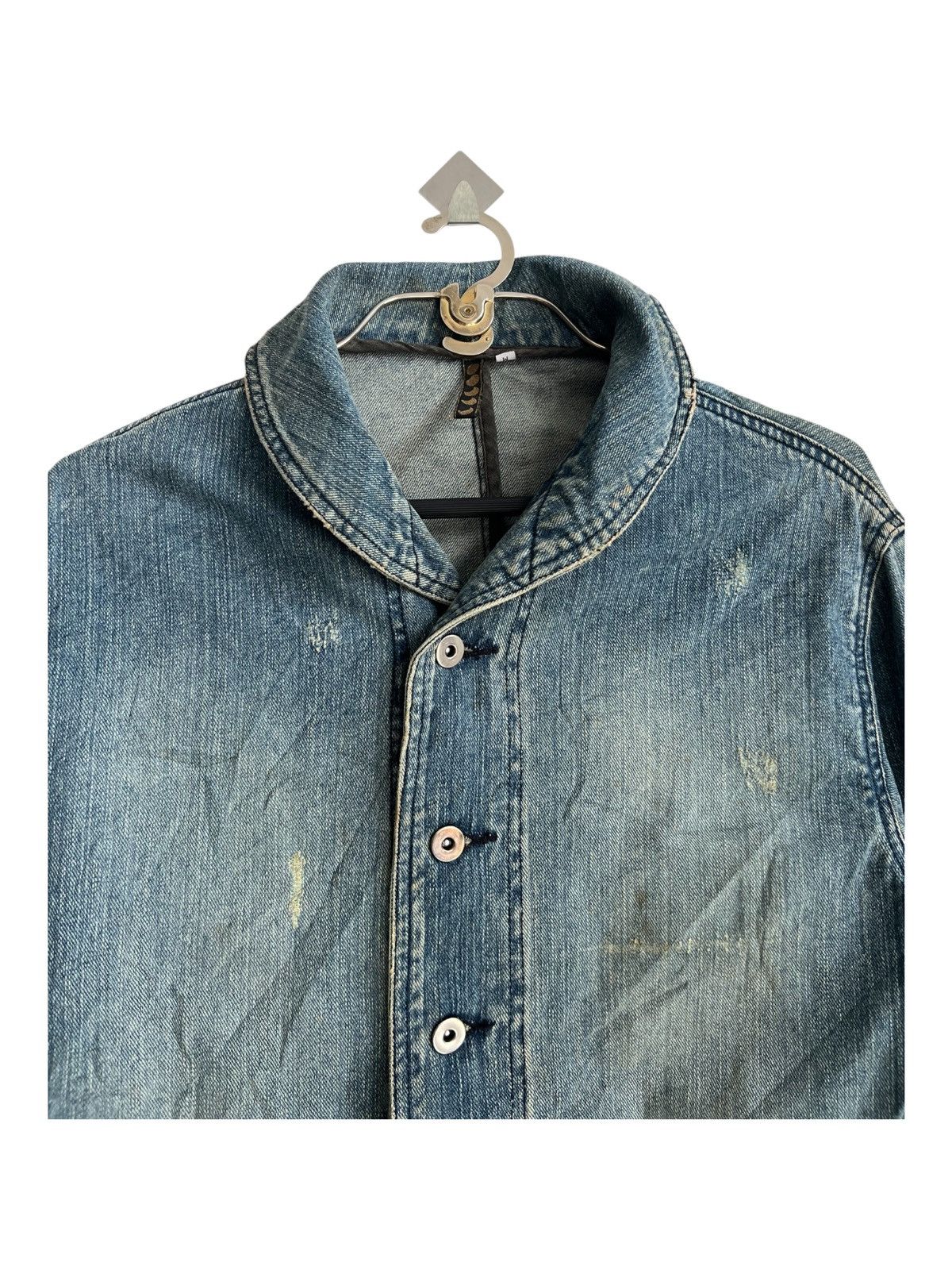 Freewheelers Vintage USN WWII Inspire Shawl Collar Distress Denim Jacket Size US M / EU 48-50 / 2 - 4 Thumbnail