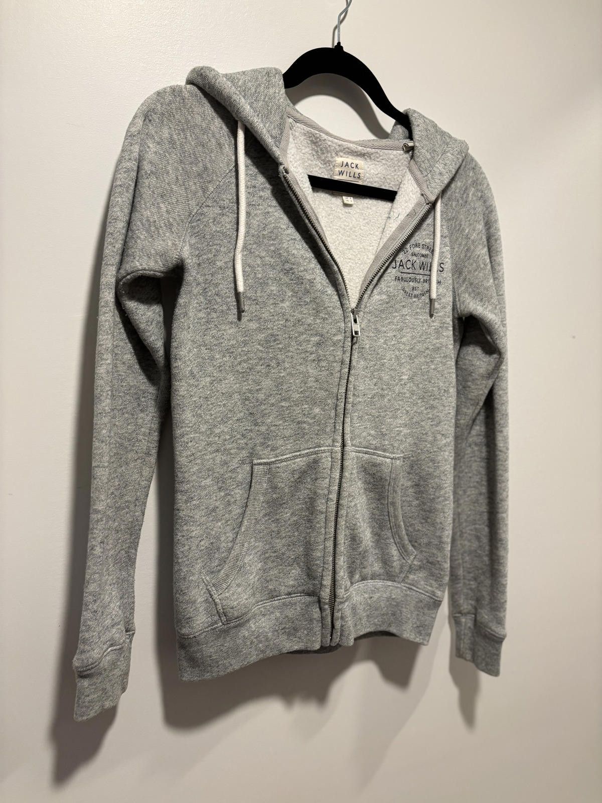 Jack Wills Jack Wills Gray Zip-Up Hoodie with Drawstring Hood Size S / US 4 / IT 40 - 2 Thumbnail