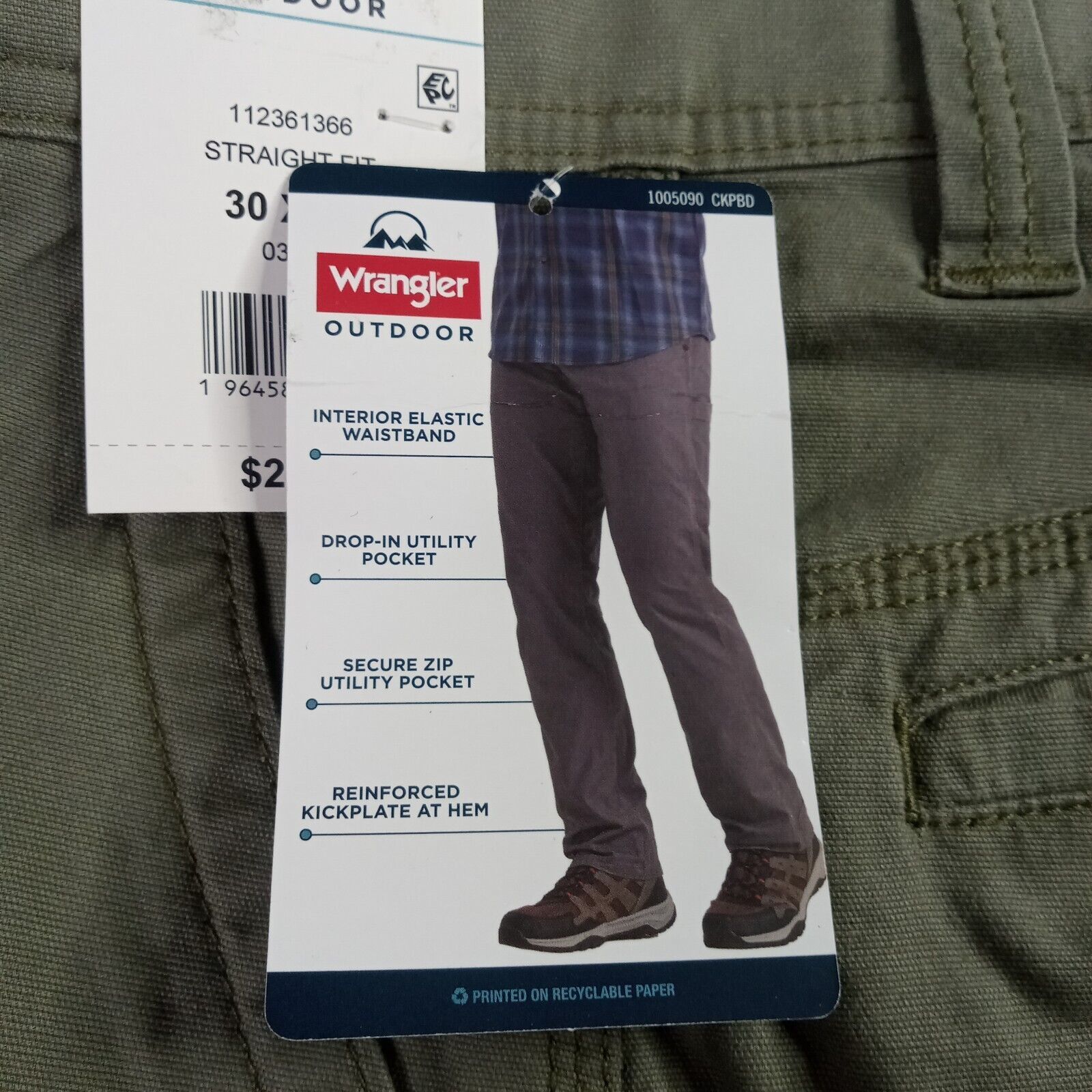 Wrangler Wrangler Outdoor Utility Pants Mens 30x32 Green Straight Fit Size US 30 / EU 46 - 3 Thumbnail