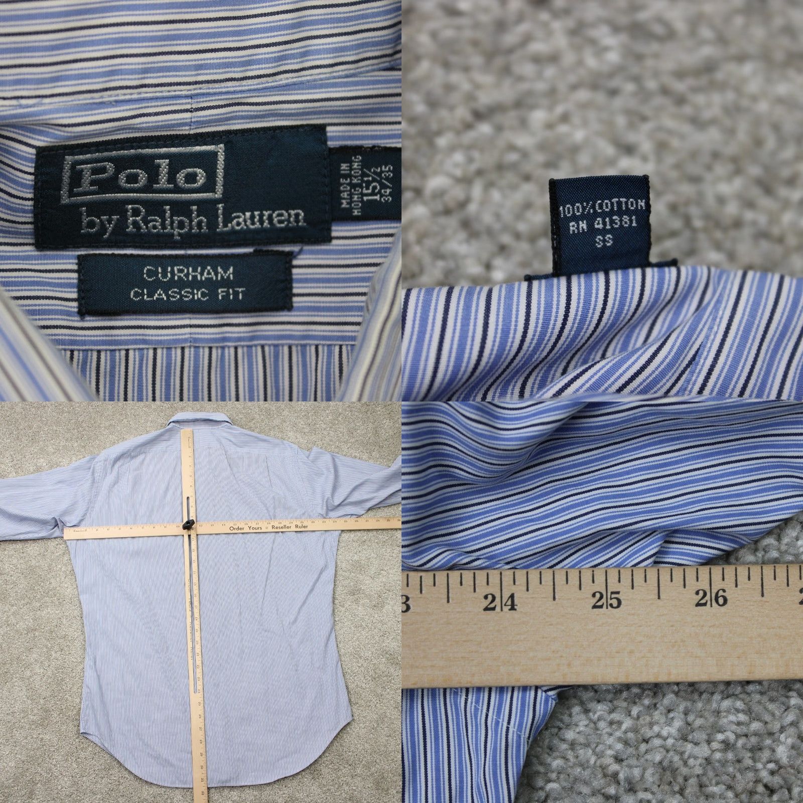 Polo Ralph Lauren Polo Ralph Lauren Dress Shirt Mens 15 1/2 34/35 Blue Curham Cotton L/S Button-Down Shirt Size 42R - 8 Thumbnail