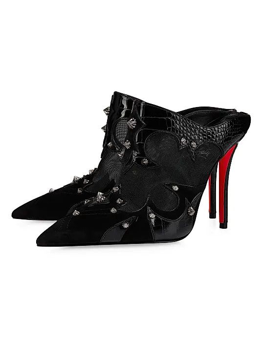 Christian Louboutin os11x0126 Mulatiag 100mm Leather Mule Pumps in Black Size US 8 / IT 38 - 2 Thumbnail