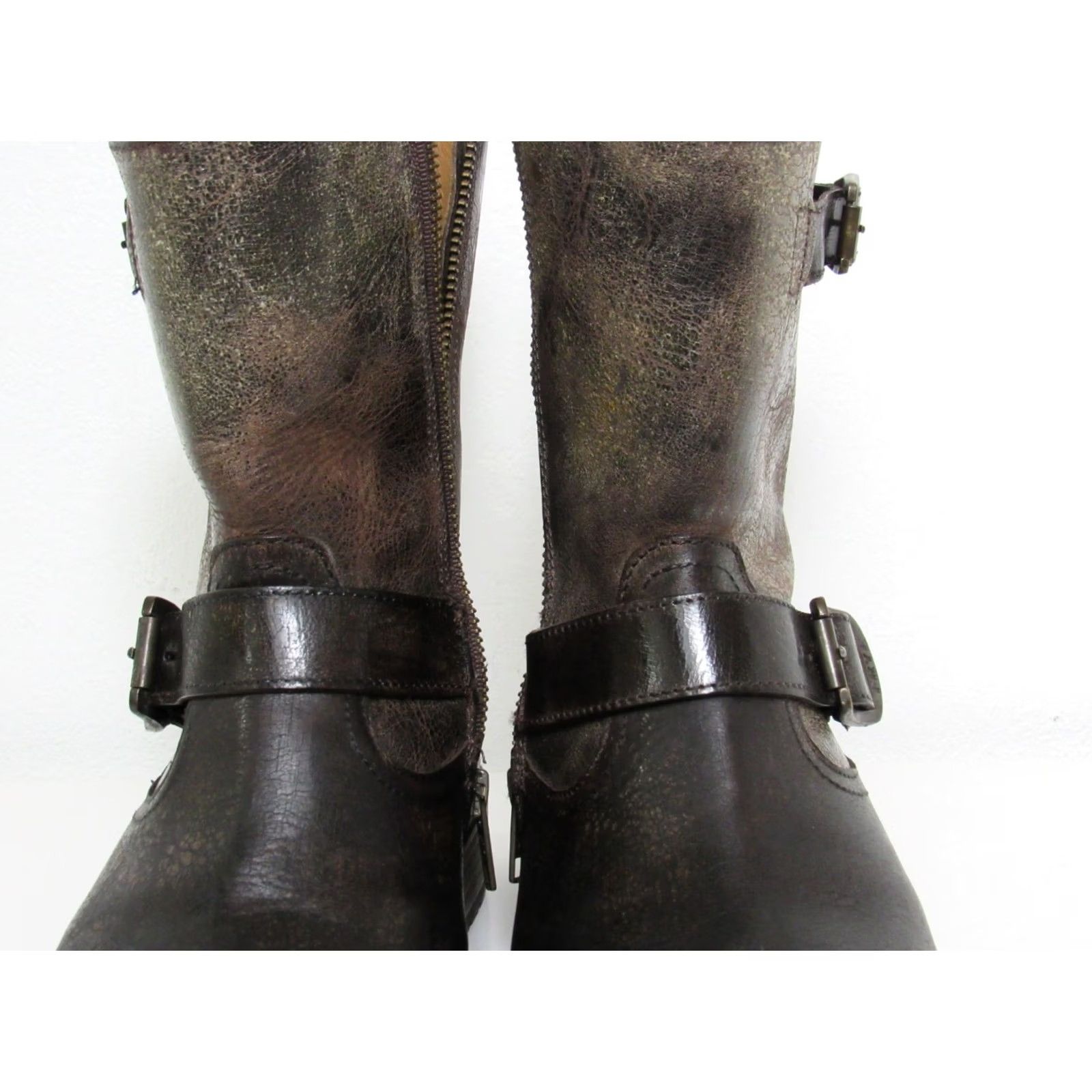 Frye FRYE Men's Brown Leather Motorcycle Boots 10.5 D Biker Size US 10 / EU 43 - 2 Thumbnail