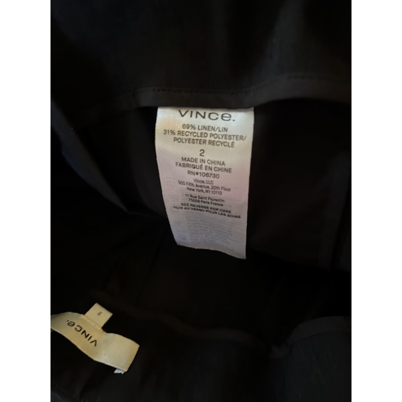 Vince Vince Womens Pants Black Linen Blend Cropped Wide-Leg 24" Inseam Size 2 Pockets Modern City Preppy Size 26" / US 2 / IT 38 - 6 Thumbnail