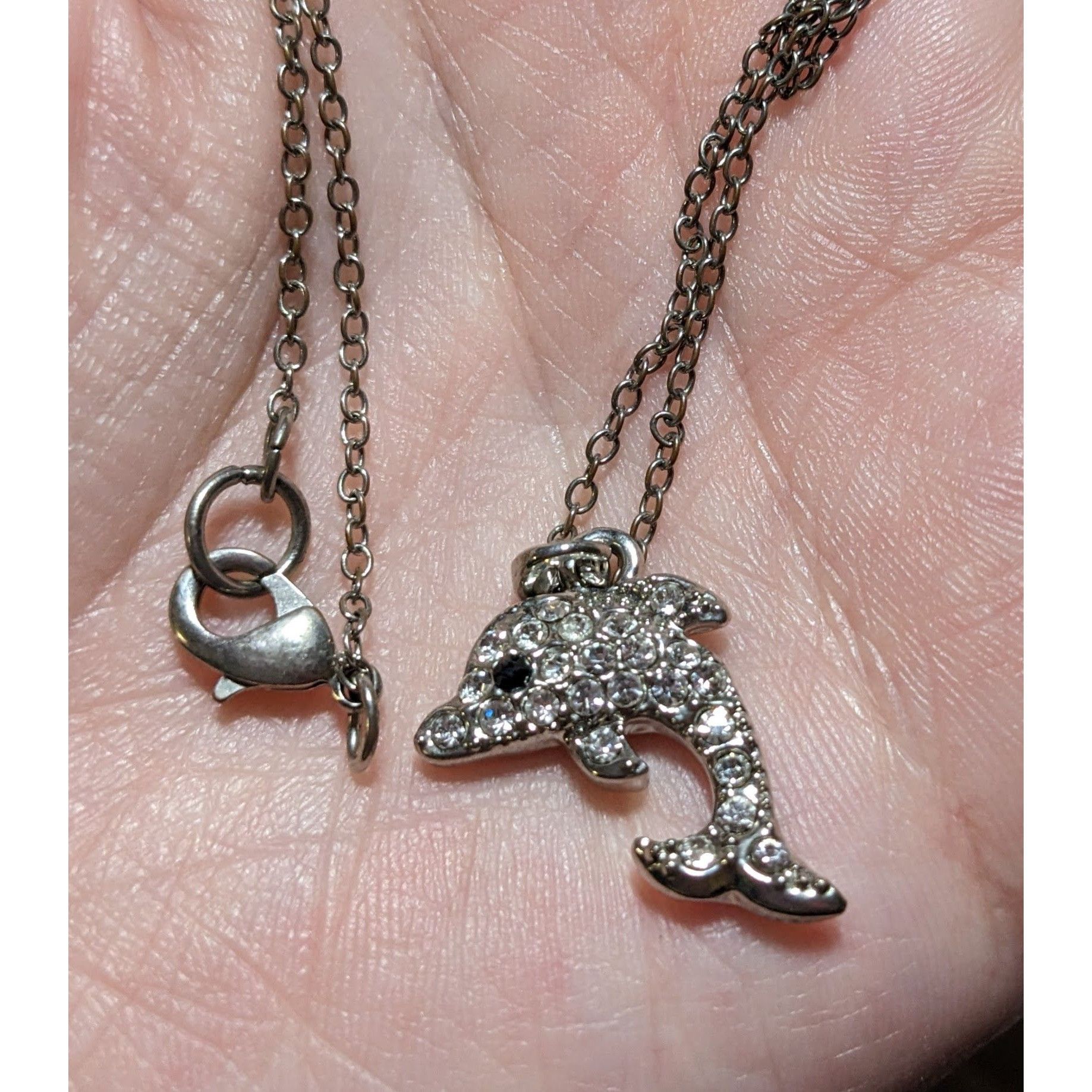 Other Reversible Silver Rhinestone Dolphin Necklace Size ONE SIZE - 8 Thumbnail