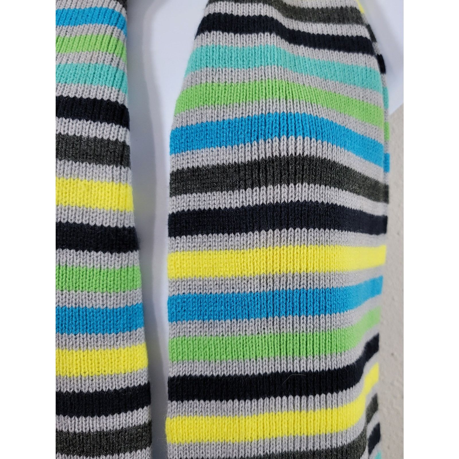 Gap Gap Charcoal Yellow Blue Green Striped Knitted Scarf Soft Size ONE SIZE - 2 Thumbnail