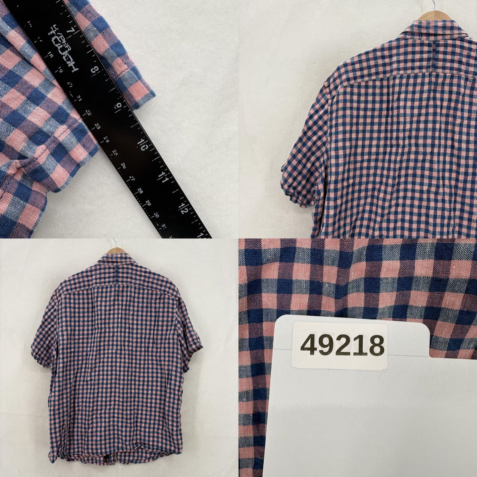 Banana Republic Banana Republic Shirt Mens XL Pink Check Short Sleeve Button-Up Linen Casual Preppy Spring Summer Brushed Button-Down Collared Fit Regular Vintage No Size US XL / EU 56 / 4 - 8 Thumbnail