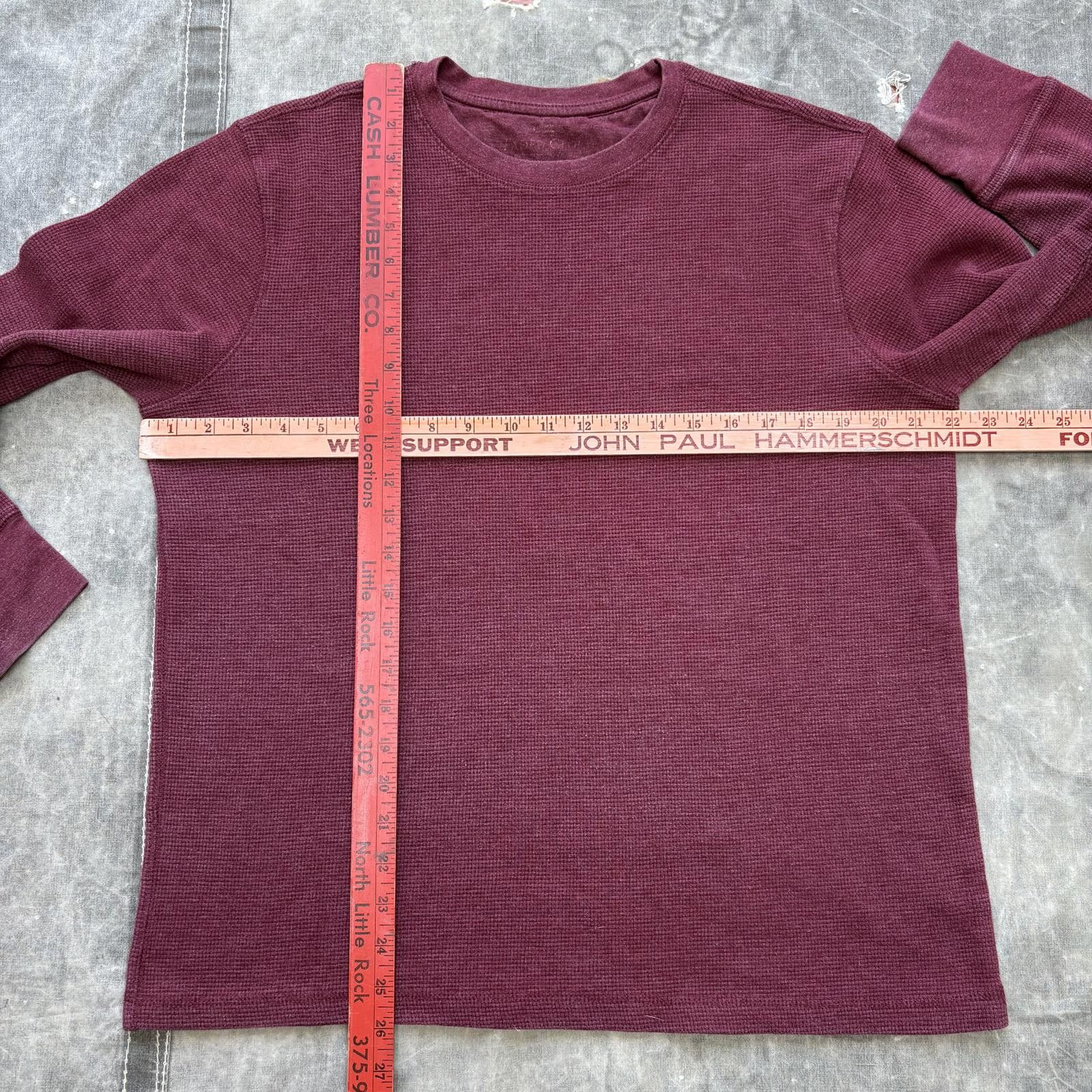 Faded Glory Vintage Y2K Faded Glory Burgundy Grunge Thermal Waffle Shirt Size US L / EU 52-54 / 3 - 3 Thumbnail