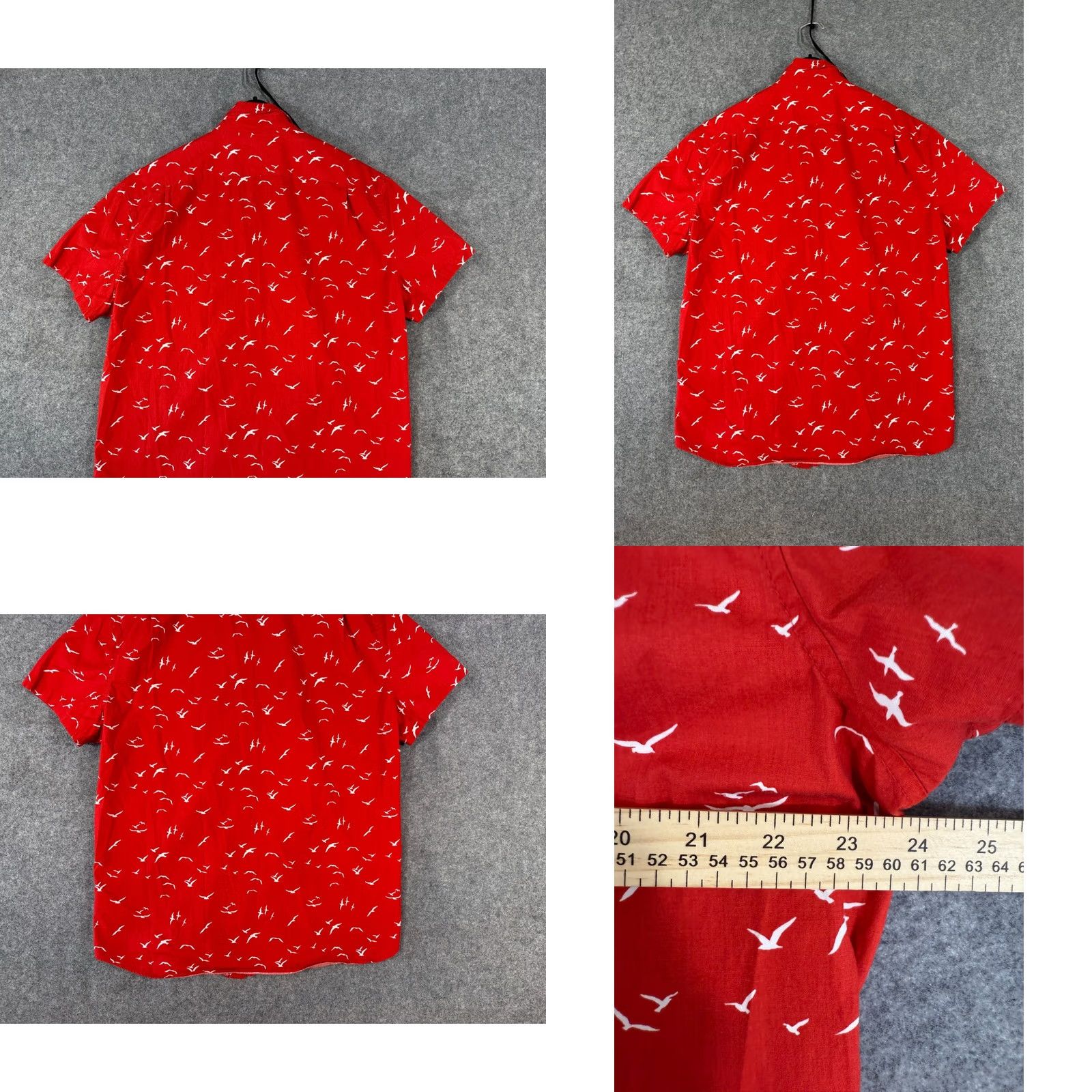J.Crew VINTAGE J. Crew Slim Button Down Shirt Mens XL Red White Bird Print Flex Washed Stretch Short Sleeve Size US XL / EU 56 / 4 - 8 Thumbnail