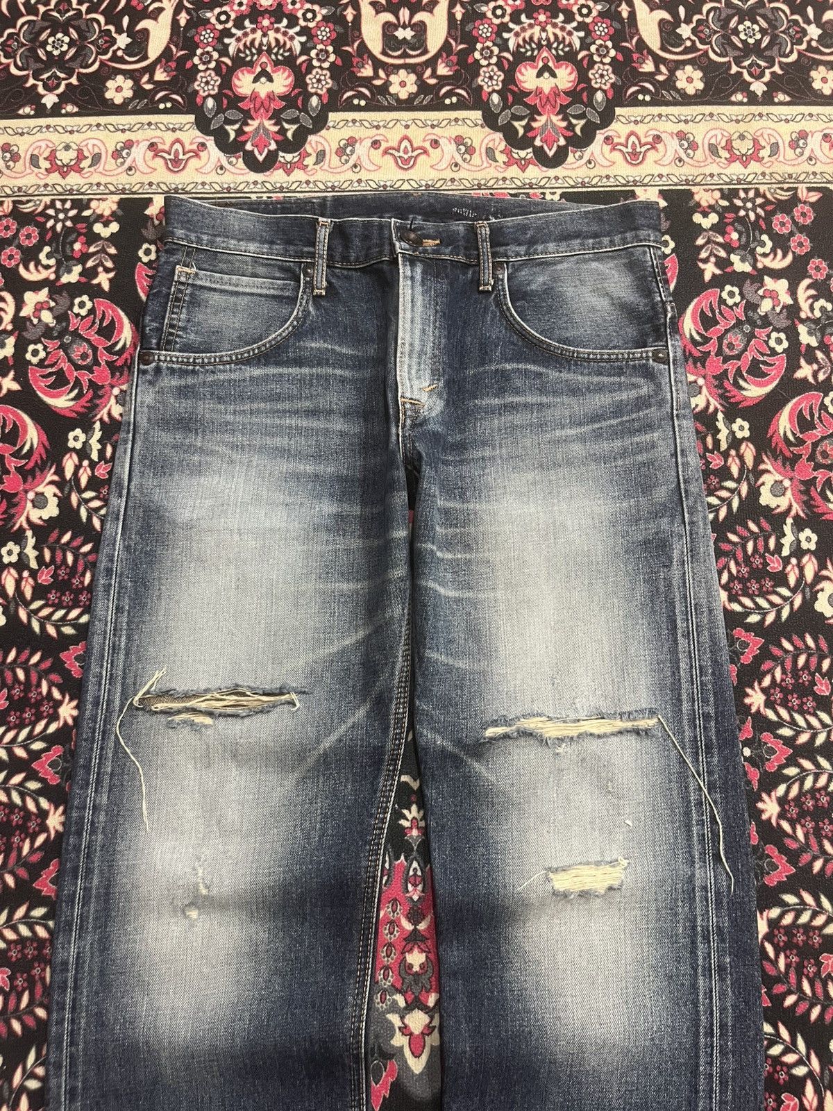 Edwin Vintage Edwin Exclusive Vintage Blue Washed Distressed Jeans Size US 32 / EU 48 - 3 Thumbnail