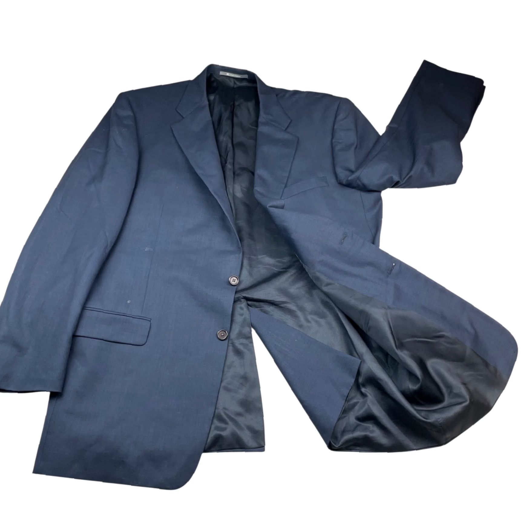 Vintage Hickey Freeman Blazer Men 44 Long Navy Blue Wool 2-Button Notch Single-Breasted 4-Button Cuff 100% Wool Size 44R - 3 Thumbnail