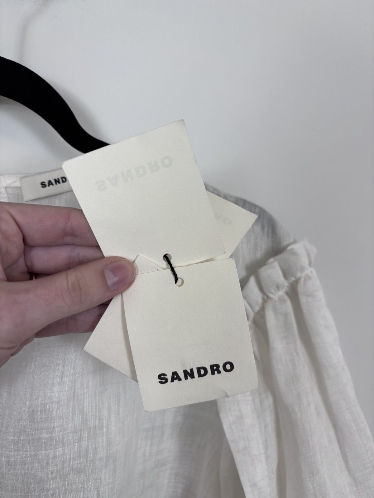 Sandro Sandro NWT Women’s White Babydoll Linen Blend Blouse Top Size S / US 4 / IT 40 - 11 Thumbnail