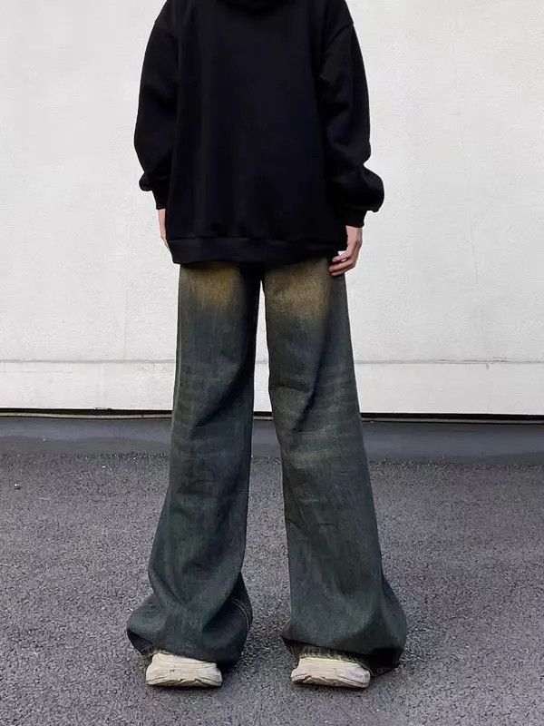 Japanese Brand × Jean Retro distressed gradient grunge wide leg jeans Size US 32 / EU 48 - 4 Thumbnail