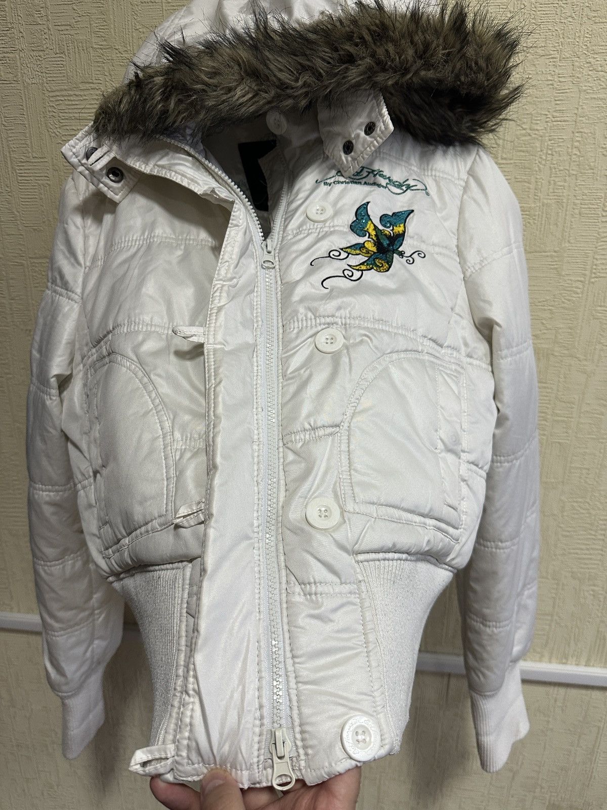 Ed Hardy Vintage Ed Hardy Christian Audigier Faux Fur Cropped Jacket Size L / US 10 / IT 46 - 18 Thumbnail