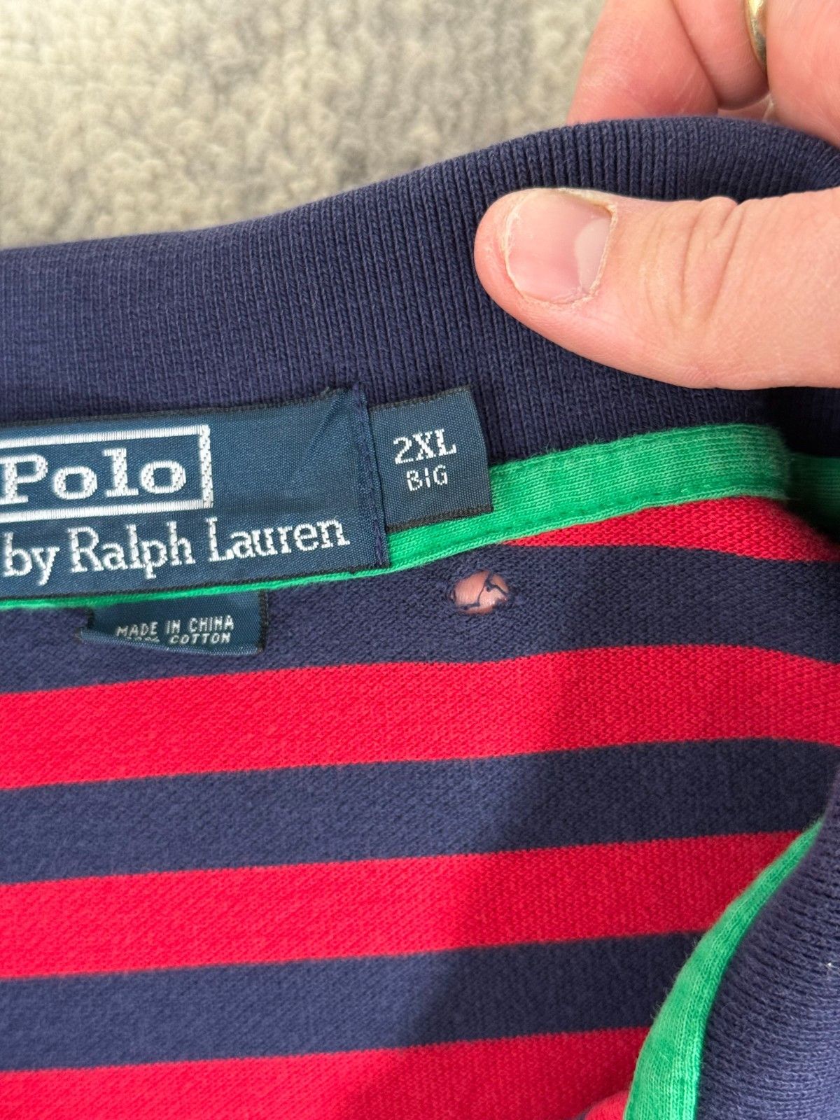 Polo Ralph Lauren Vintage Polo Ralph Lauren Red Blue Stripped Polo Shirt Size US XXL / EU 58 / 5 - 5 Thumbnail