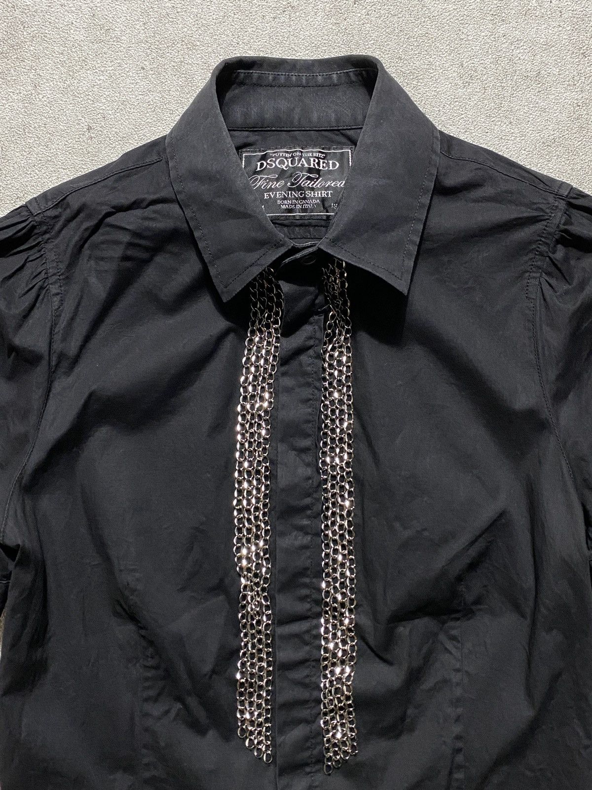 Dsquared2 2000’s Dsquared Pyramid Chain Embellished Black Shirt Size S / US 4 / IT 40 - 2 Thumbnail