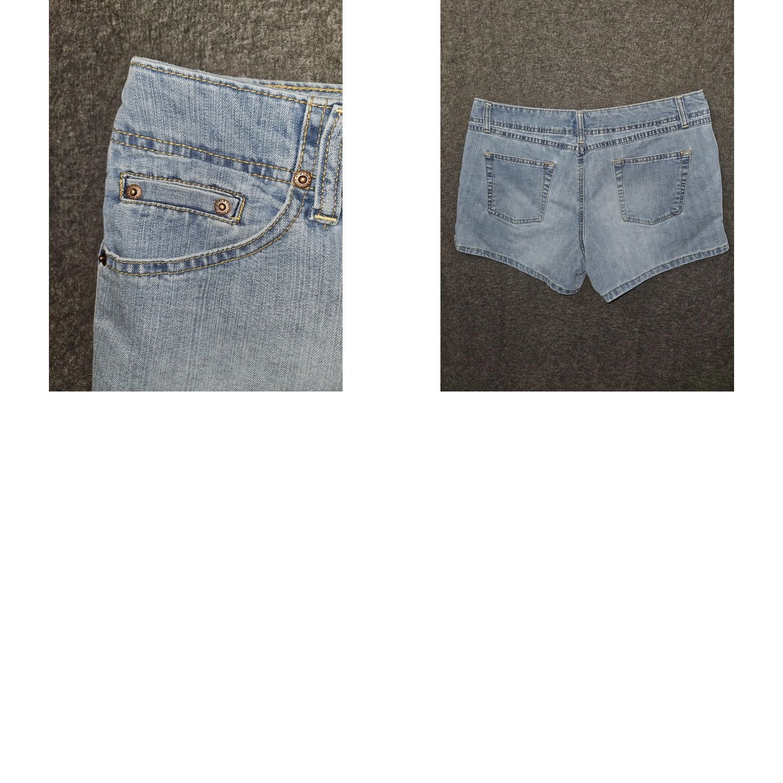 Old Navy VINTAGE Old Navy Shorts Womens 14 Denim Blue Light 00s Low Rise Double Button 3.5 Inseam Cotton Polyester Distressed? Size 36" / US 14 / IT 50 - 8 Thumbnail