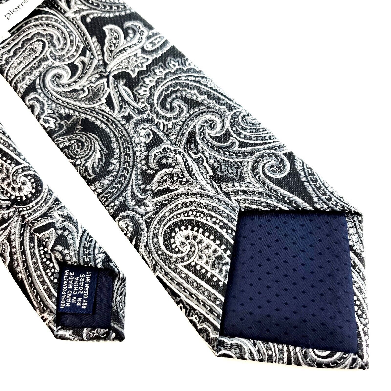 Pierre Cardin Pierre Cardin Paisley Woven Gray Skinny Polyester Tie Size ONE SIZE - 5 Thumbnail