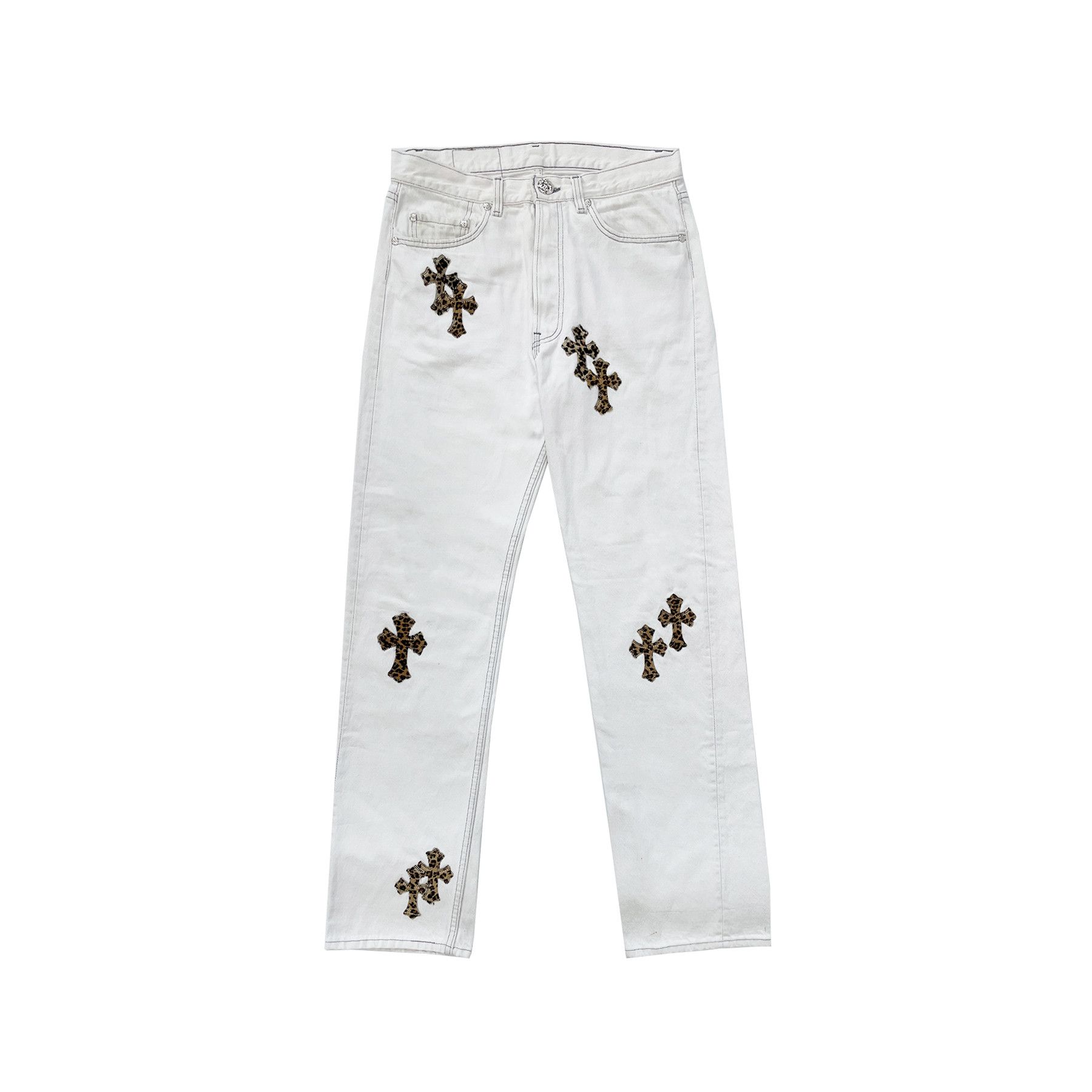 Chrome Hearts Chrome Hearts Levi`s 501 Leopard Cross Patch Denim Jeans Size 31" - 1 Thumbnail