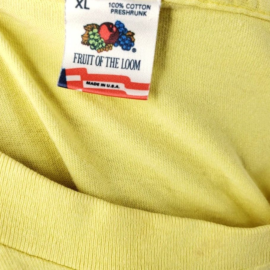 Fruit Of The Loom VINTAGE Da Boogieman T Shirt Mens XL 80s KIMN AM 95 Denver Made In USA Fruit of the Loom Rock Music Yellow Cotton Crew Neck Short Sleeve Size US XL / EU 56 / 4 - 7 Thumbnail