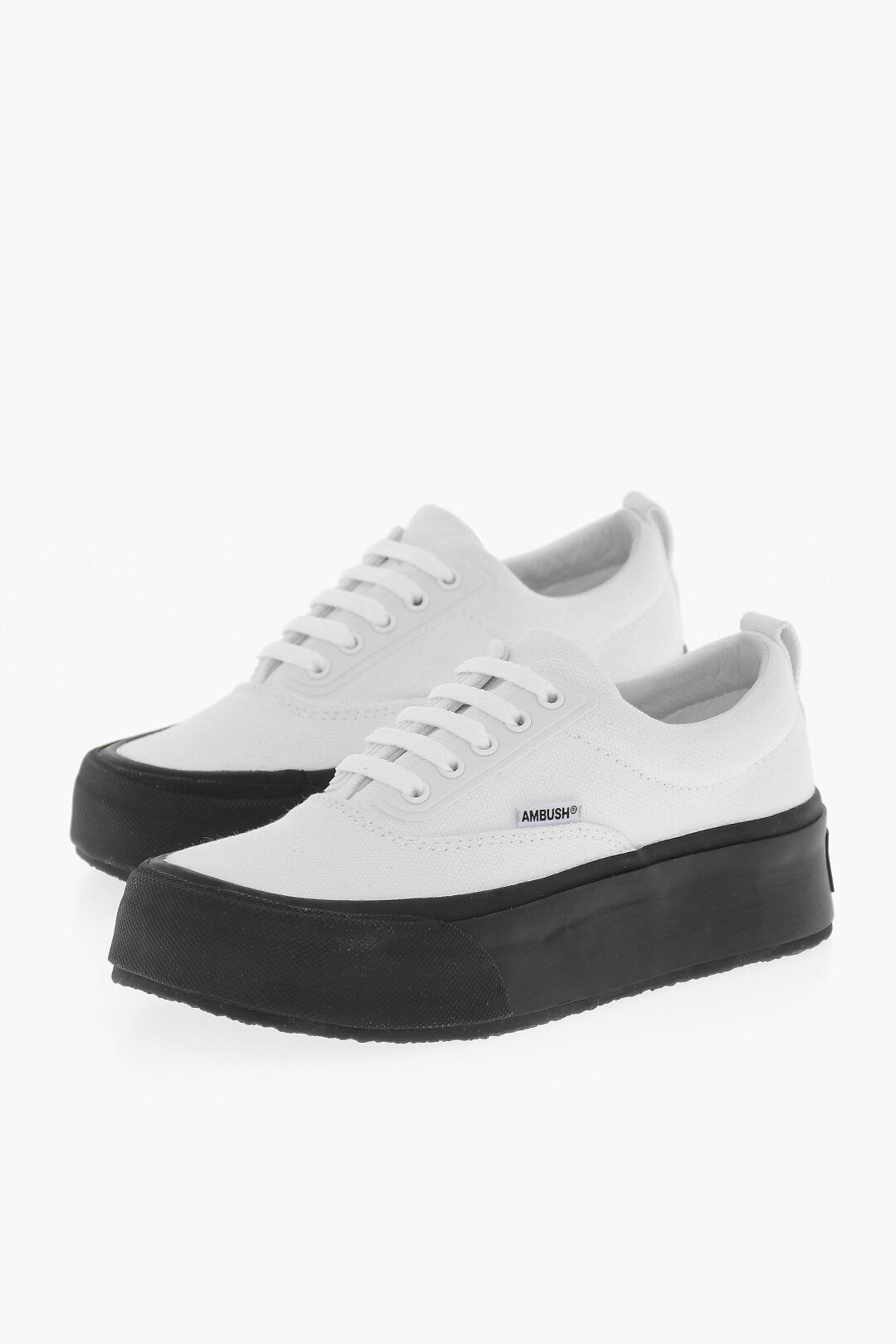 Ambush Design og1mm0925 Canvas Low-Top Sneakers in Black/White Size US 7 / EU 40 - 2 Thumbnail