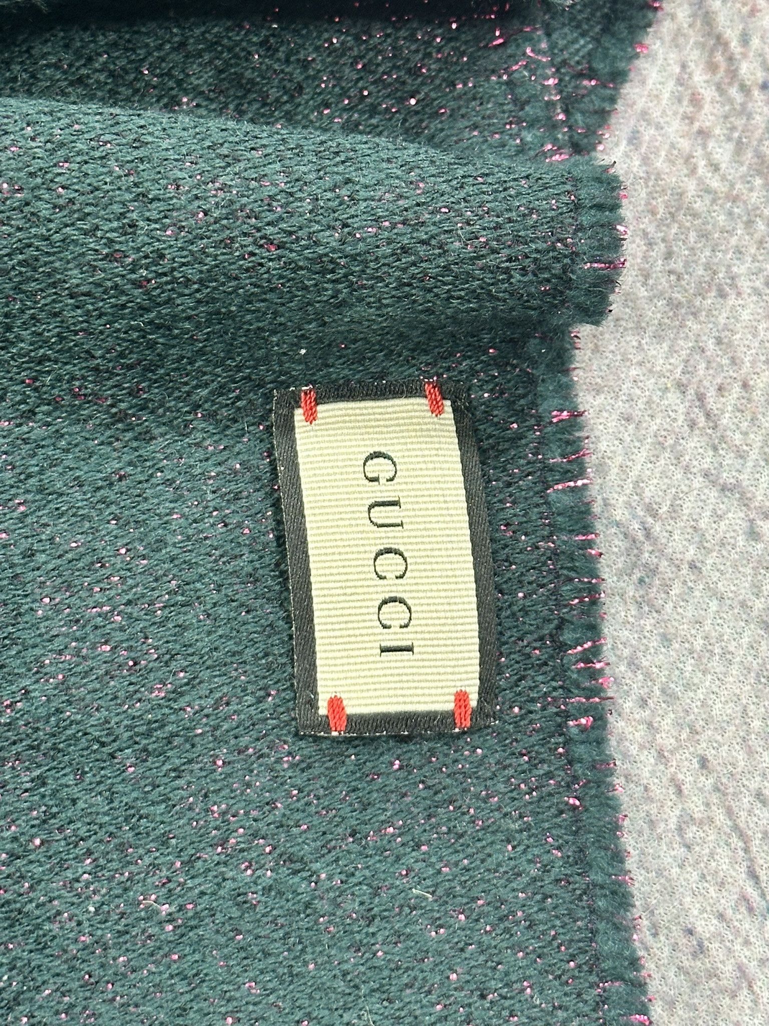 Gucci Gucci Scarf GG Monogram Pattern Green and Pink Size ONE SIZE - 9 Thumbnail