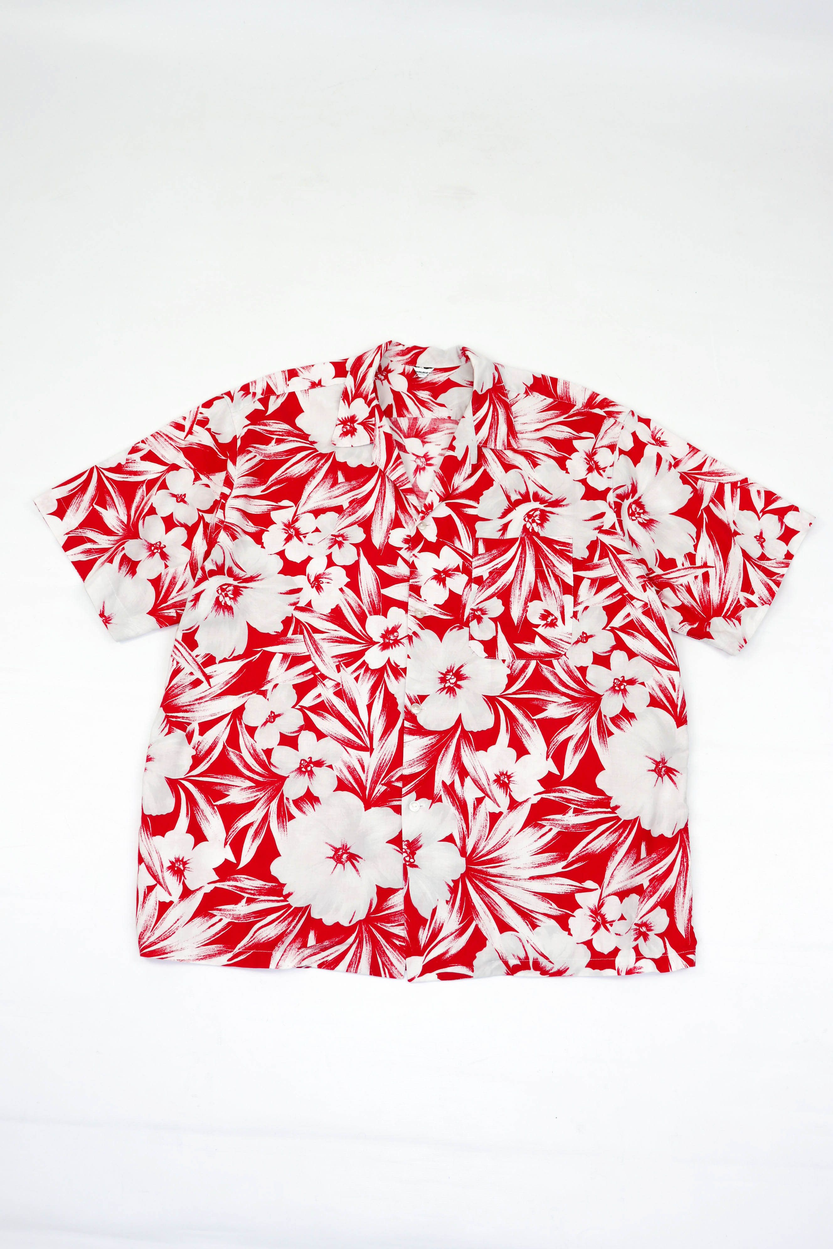 image of Aloha Wear x Hawaiian Shirt L' Homme-Chic Tahiti Vintage Graphics Hawaiian Aloha Shirt in Red (Size