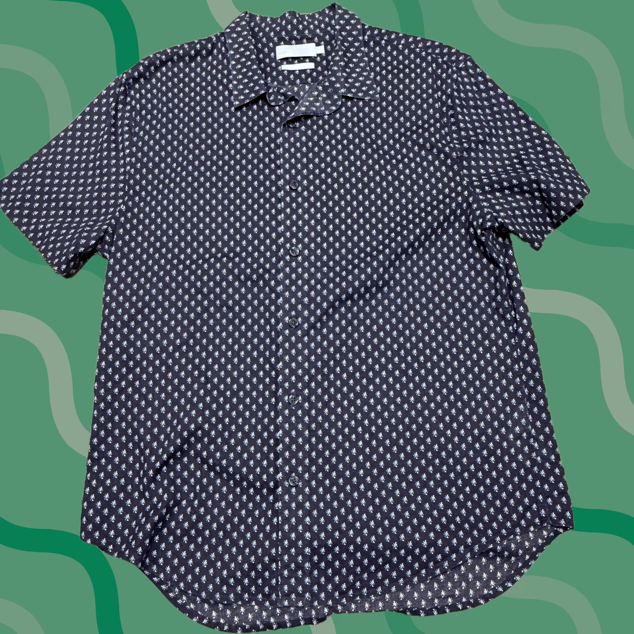 Vince Vince Shirt Mens M Blue Camp Casual Geometric AOP Short Sleeve Button-Up Collared Casual Size US M / EU 48-50 / 2 - 1 Thumbnail