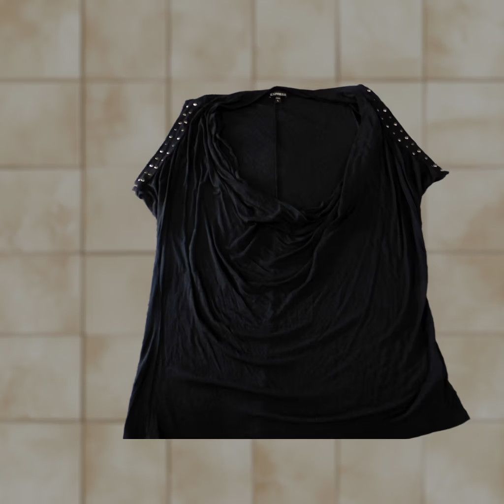 Express Express Blouse L Women Black Collared Sleeveless Pullover Rayon Casual Stretch Top Size L / US 10 / IT 46 - 1 Thumbnail