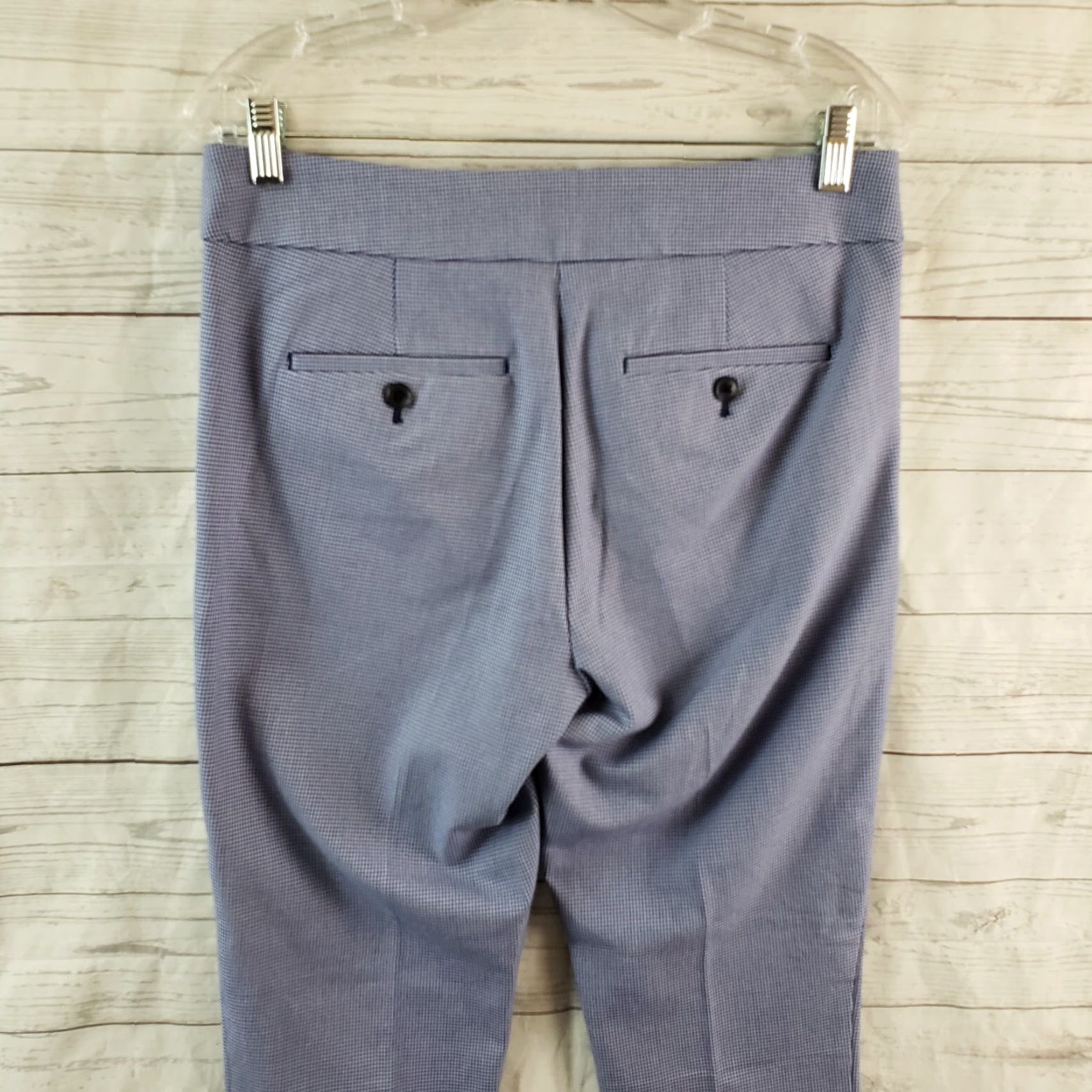 Ann Taylor Ann Taylor LOFT Marisa Pants Womens Sz 6 Blue Houndstooth Mid Rise Cotton Blend Size 28" / US 6 / IT 42 - 4 Thumbnail