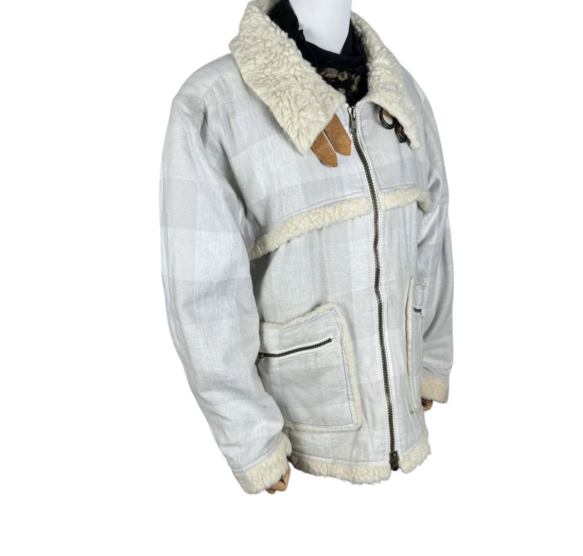 Japanese Brand ☀️BURNOUT STRIPED SHERPA WINTER JACKET Size US L / EU 52-54 / 3 - 2 Thumbnail