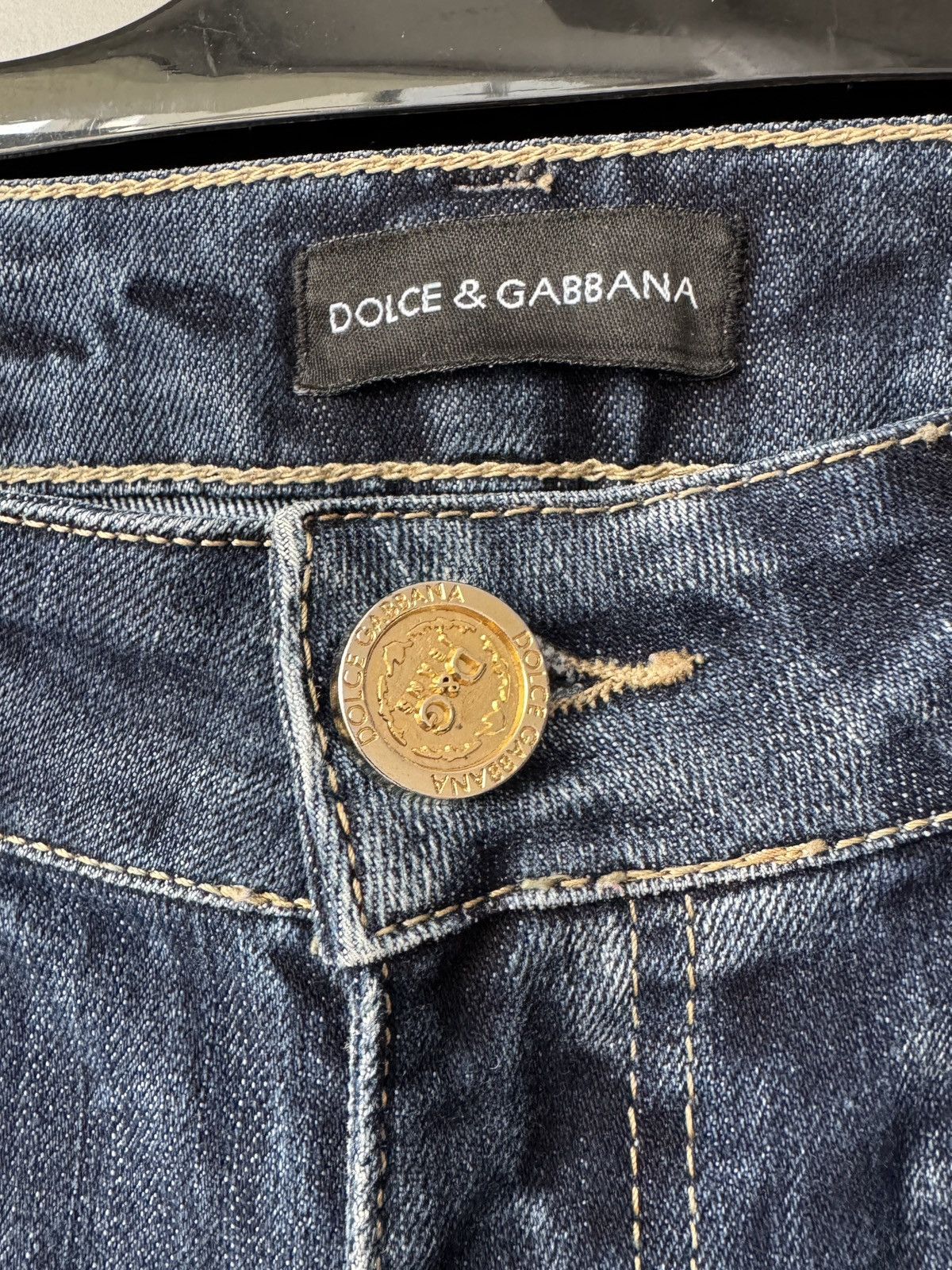 Dolce & Gabbana × Vintage Dolce & Gabbana Vintage Y2K Logo Washed Low Waist Jeans Size 29" - 4 Thumbnail