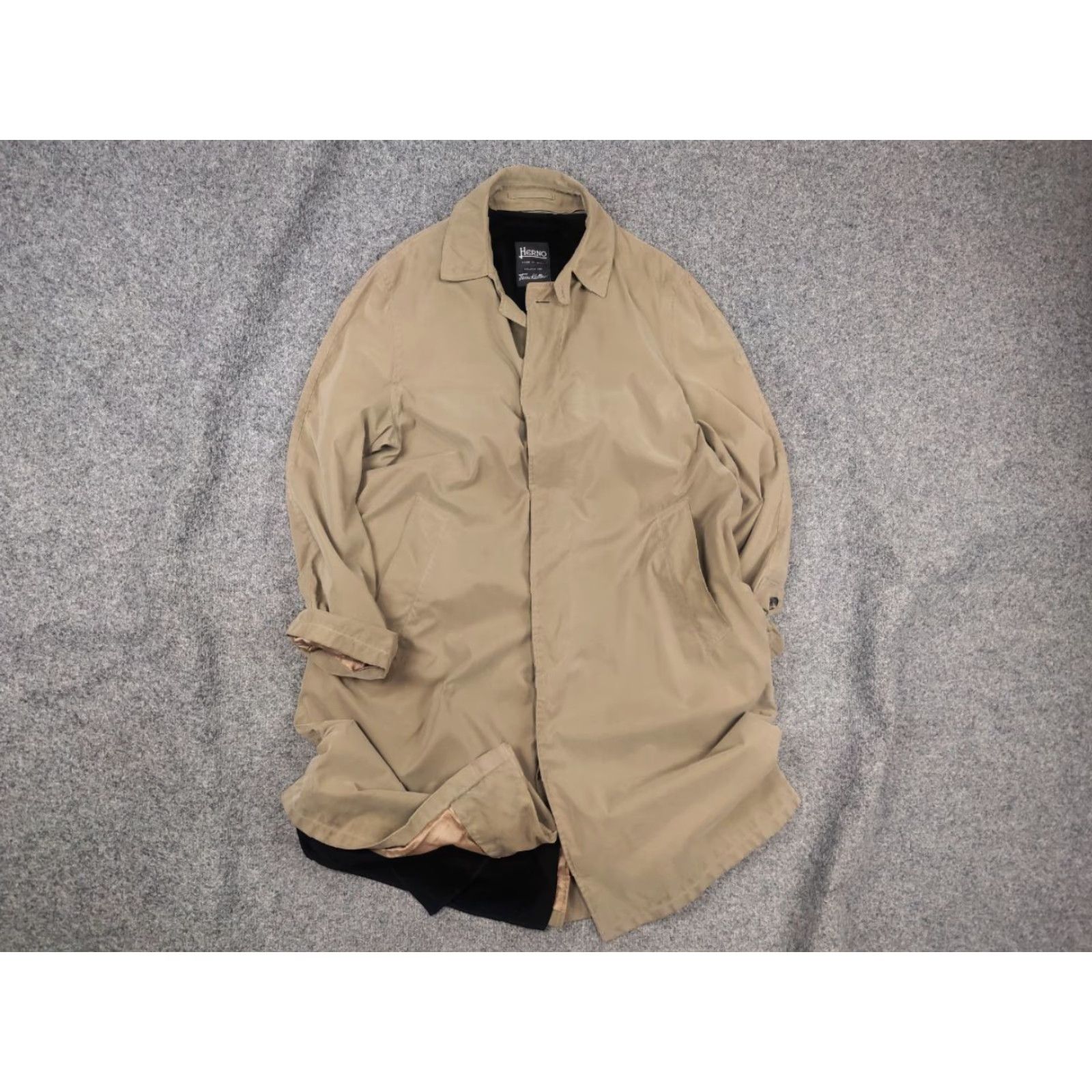Herno Herno Vintage Trench Coat Mens Beige Nylon Blend Oversized Jacket Wool Lining Size US M / EU 48-50 / 2 - 2 Thumbnail