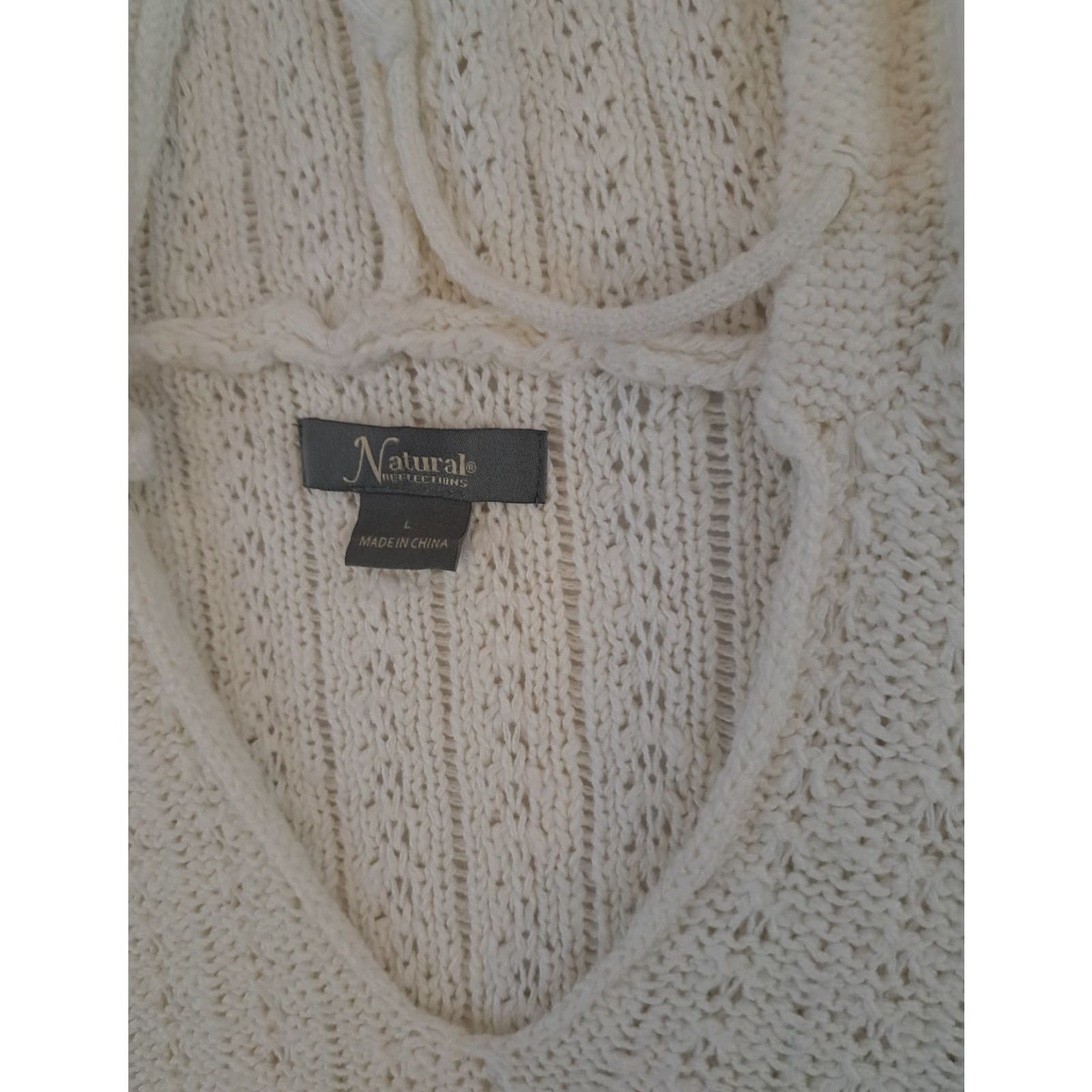 Vintage VINTAGE Natural Reflections Hooded Beach Stripe Crochet Knit Sweater White L Womens Size L / US 10 / IT 46 - 3 Thumbnail