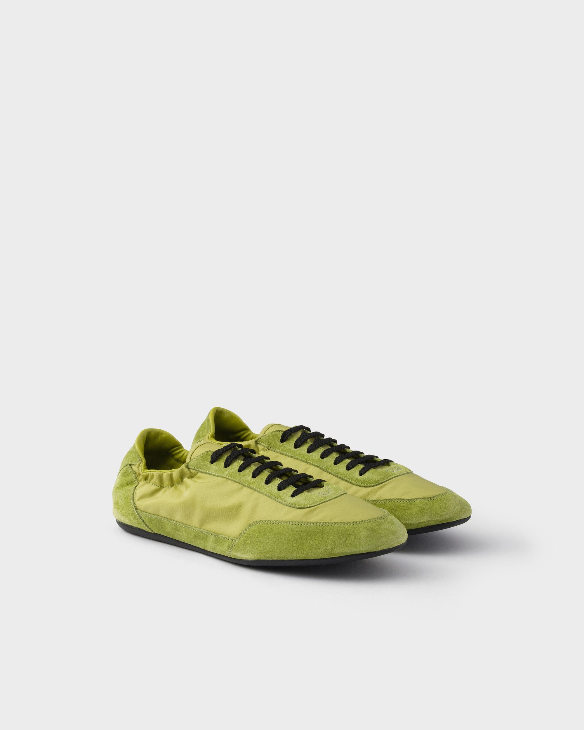 Collapse Re-Nylon and suede elasticized sneakers in grass green
