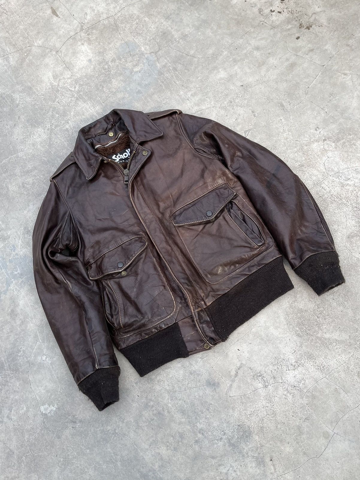 Schott Schott Leather Jacket G1 Flight Bomber Sherpa brown Size US XS / EU 42 / 0 - 2 Thumbnail