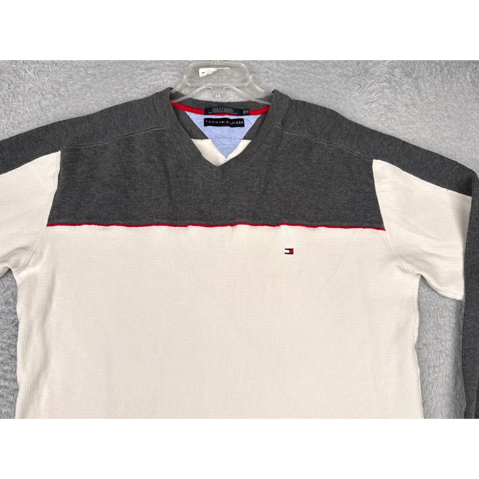 Tommy Hilfiger Tommy Hilfiger Shirt Adult 2XL White Knit Long Sleeve V-Neck Cotton Logo Shirt Men's 2XLT-Shirt White Size US XXL / EU 58 / 5 - 4 Thumbnail