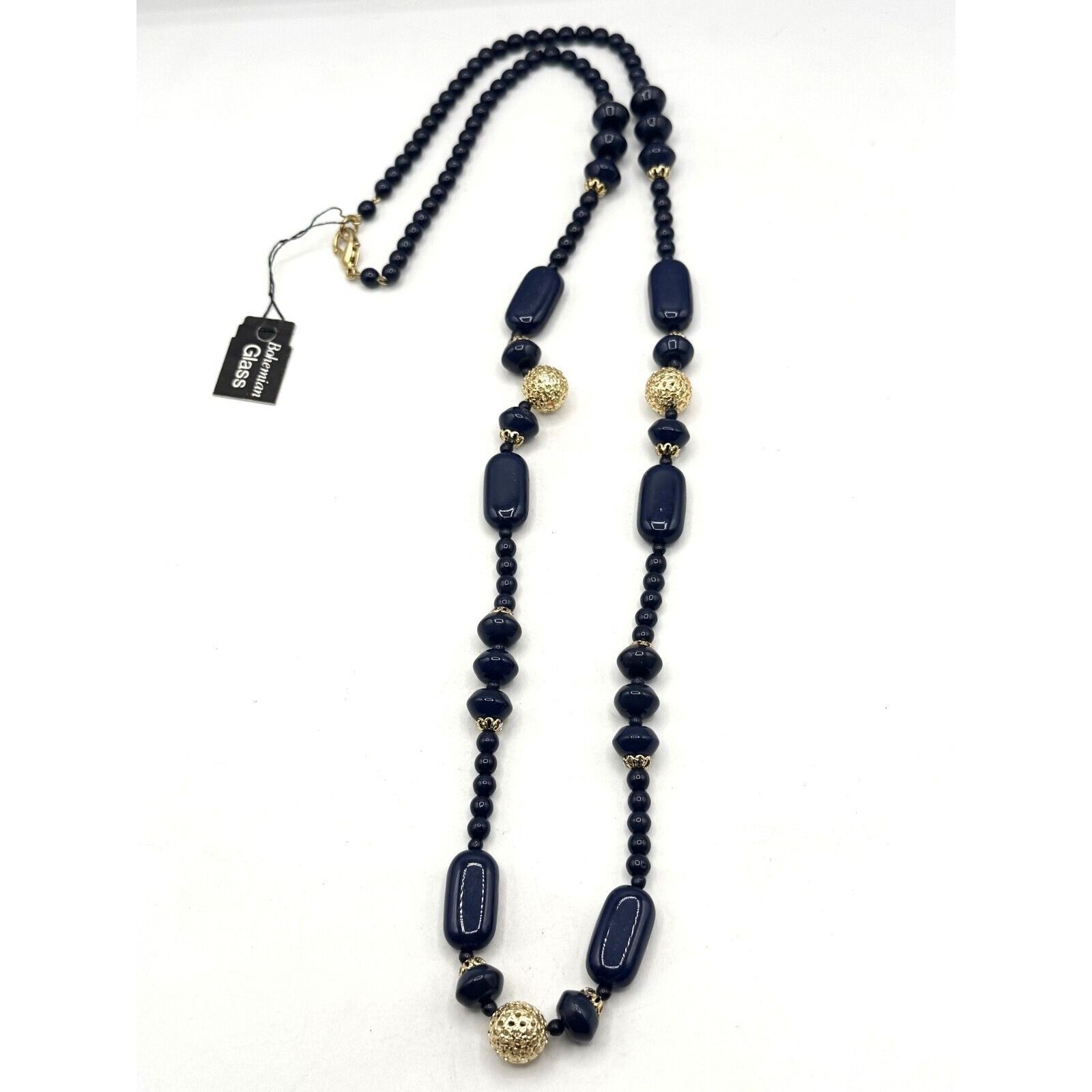 Vintage Vintage Bohemian NOS Blue Beaded Necklace with Tag Size ONE SIZE - 1 Thumbnail