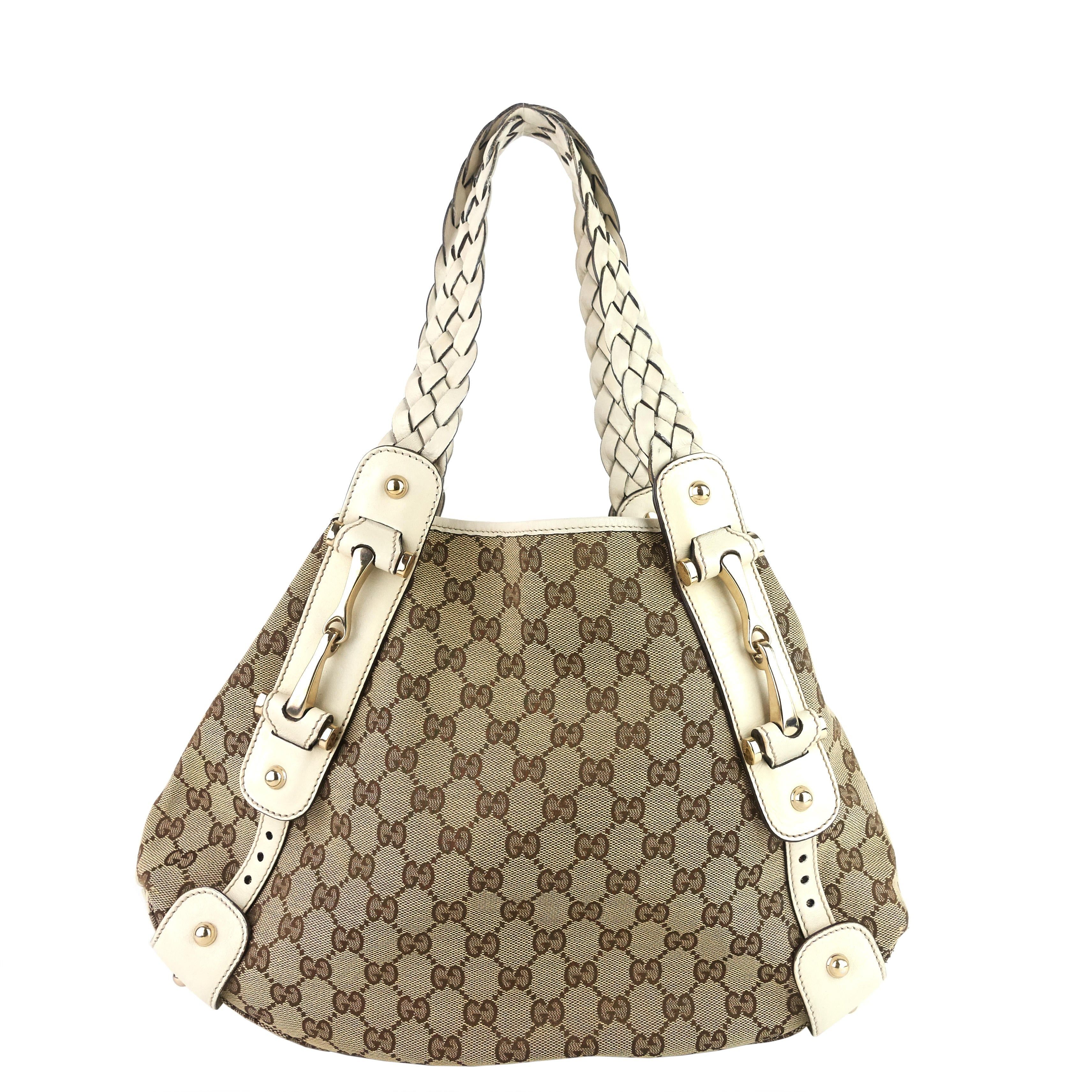 image of Gucci Pelham Monogram Canvas Hobo Bag in White, Women's